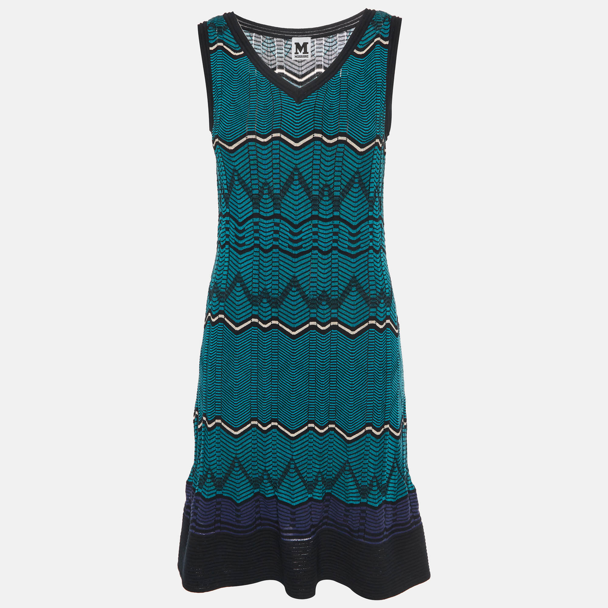 M Missoni Blue Chevron A-Line Mini Dress