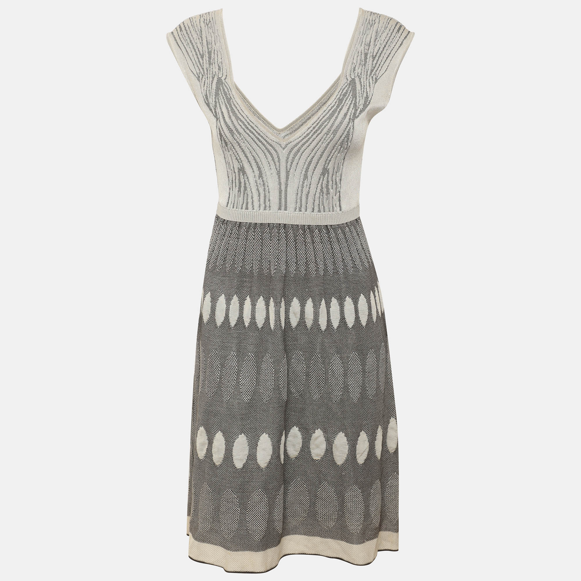 M Missoni BeigeGrey Knit Mini Dress
