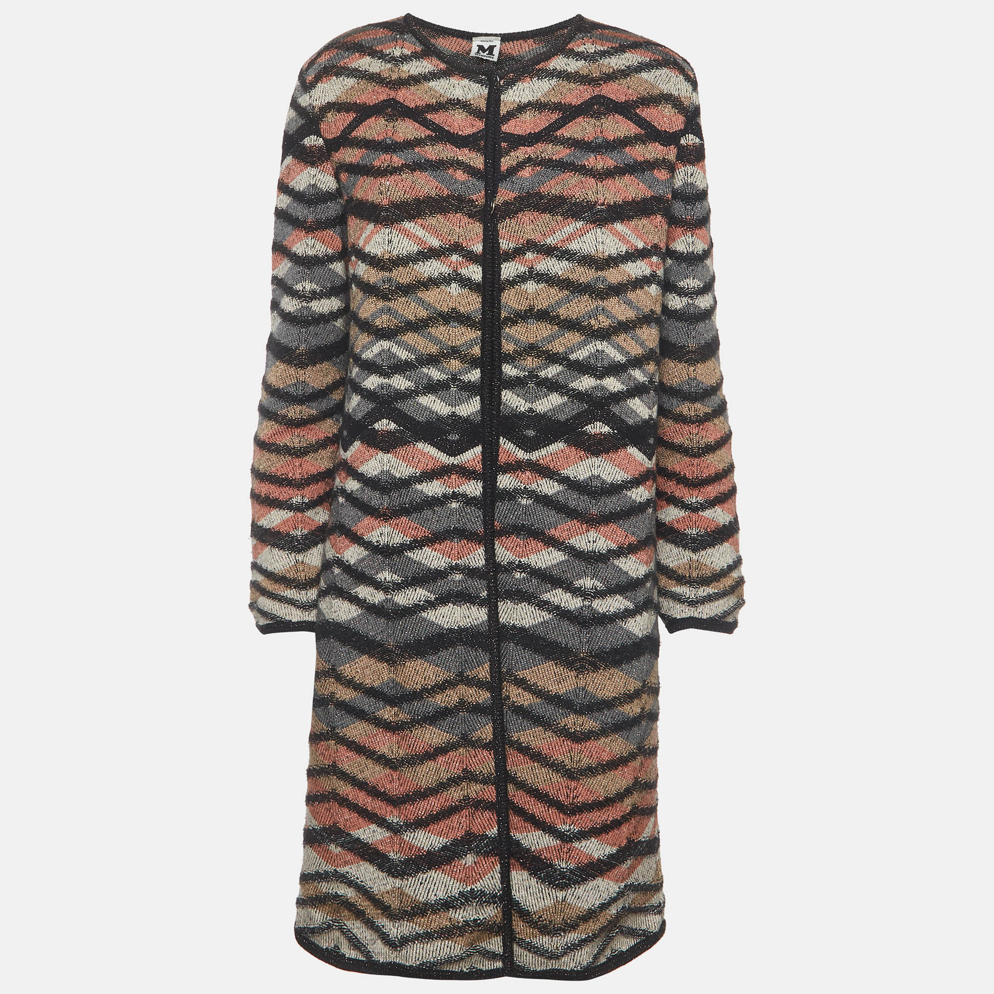 M Missoni Multicolour Zigzag Knit Long Cardigan