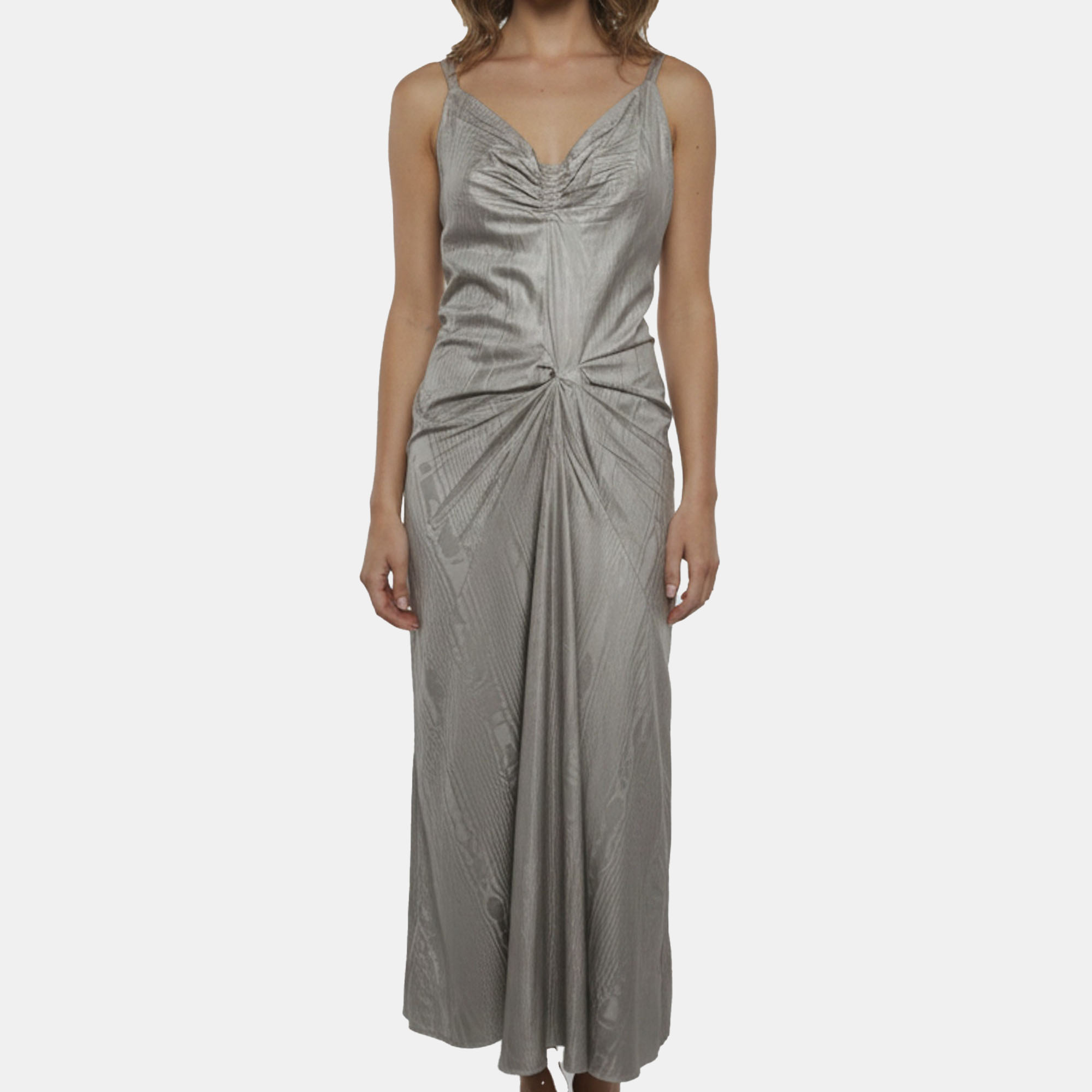 Maison Martin Margiela Grey Satin Draped Midi Dress