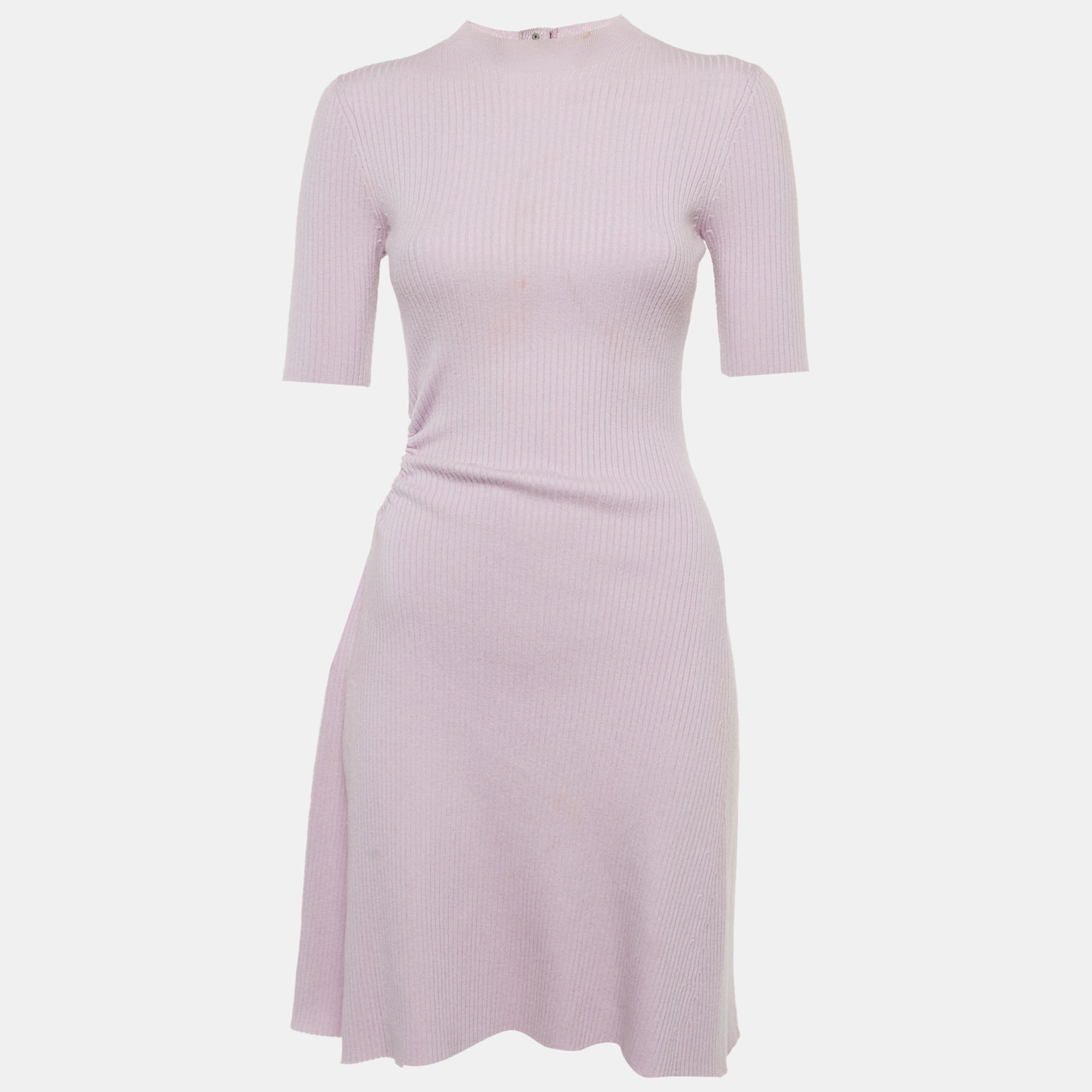 Maje Lilac Rib Knit Cut Out Detail Mini Dress