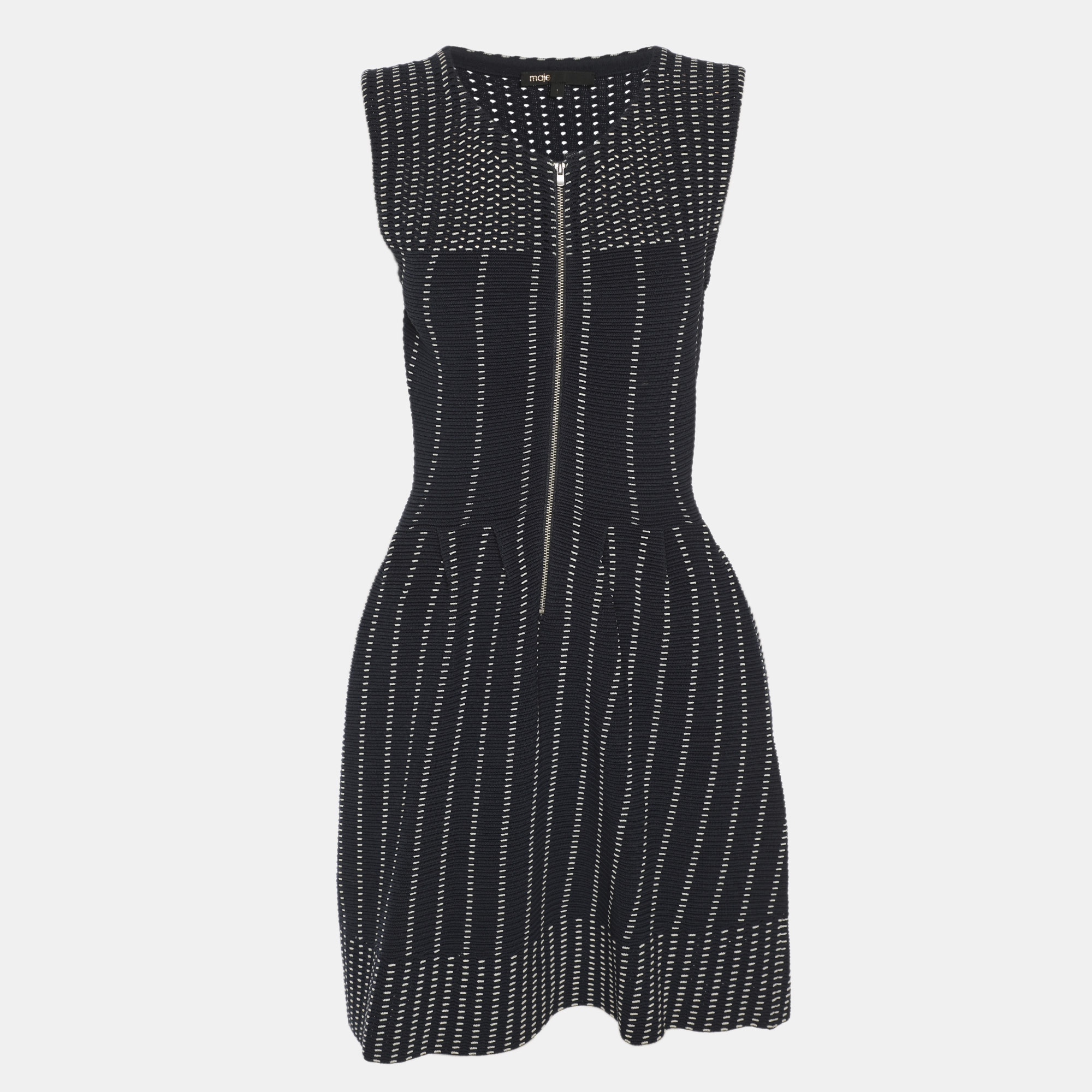 Maje Navy Blue Stretch Knit Midi Dress