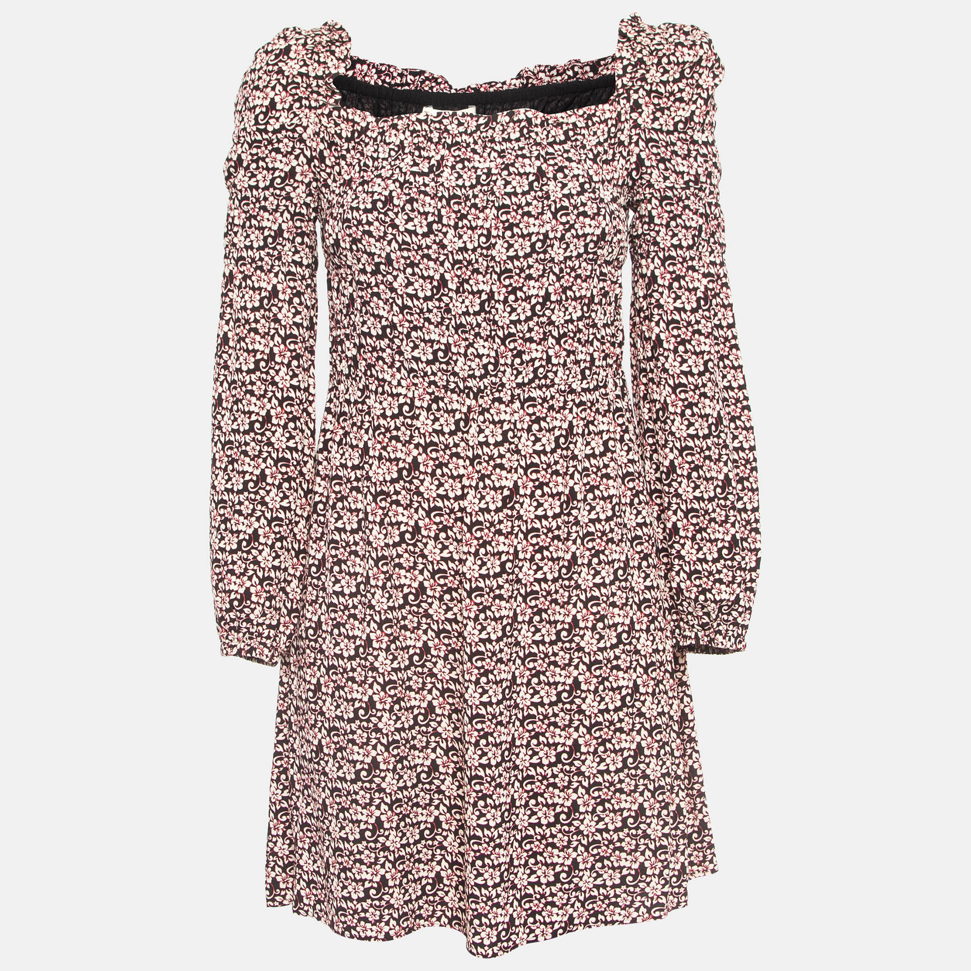 Maje BlackPink Floral Print Crepe Ranael Mini Dress