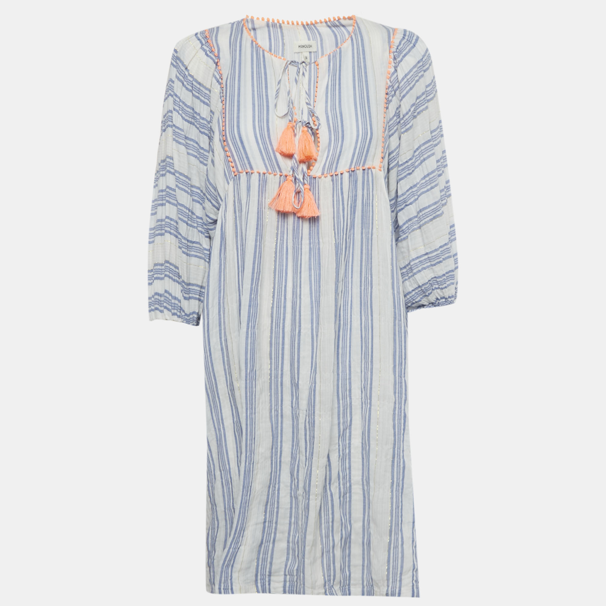 Manoush BlueWhite Striped Cotton Loose Fit Dress