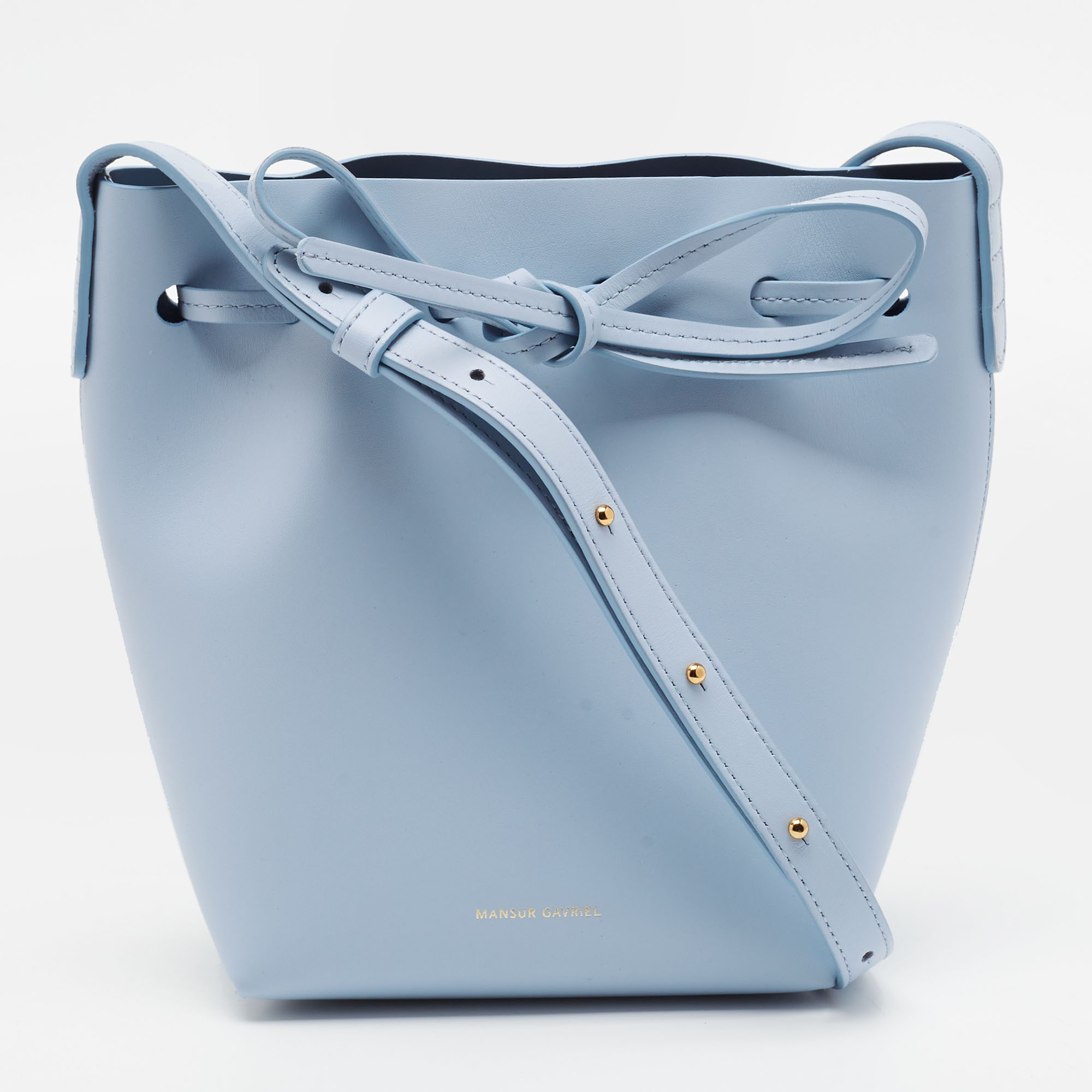 Mansur Gavriel Light Blue Leather Mini Bucket Bag