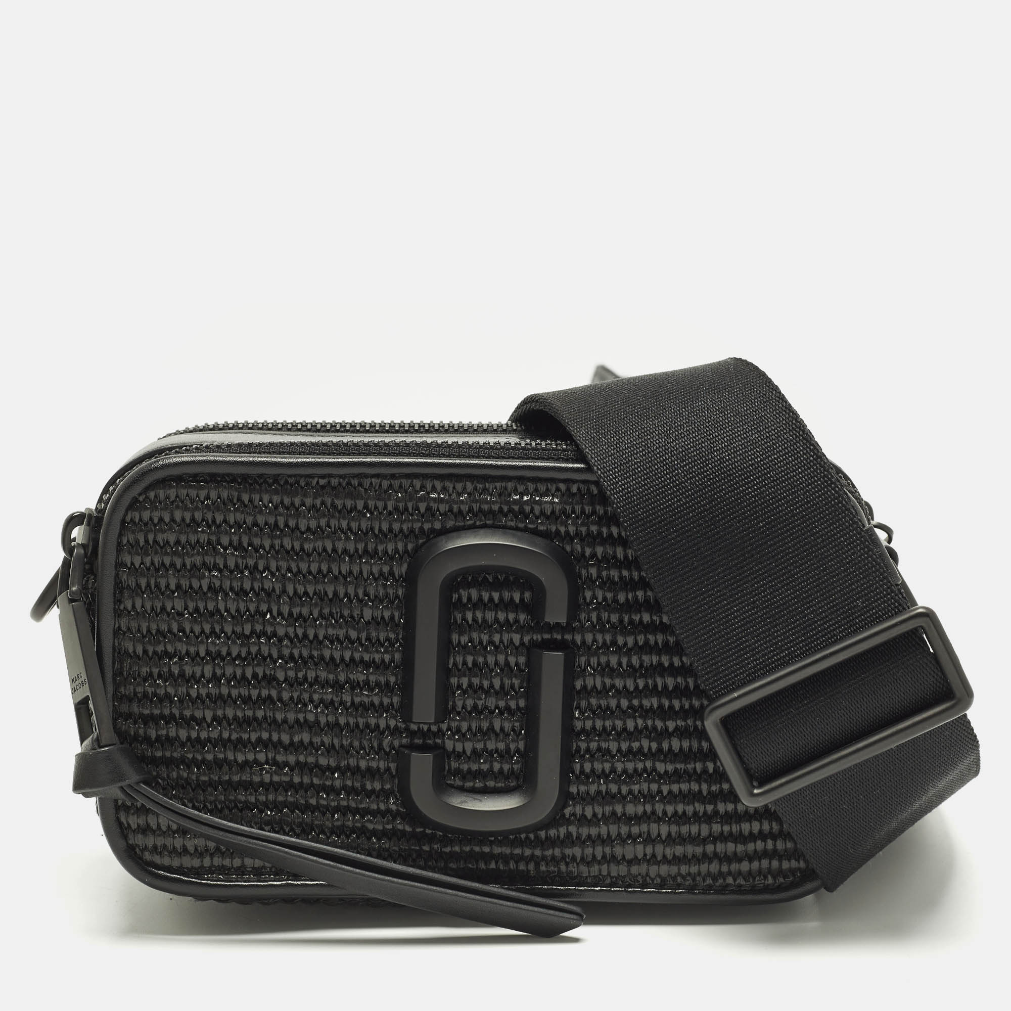 Marc Jacobs Snapshot Camera Raffia and Leather Crossbody Bag