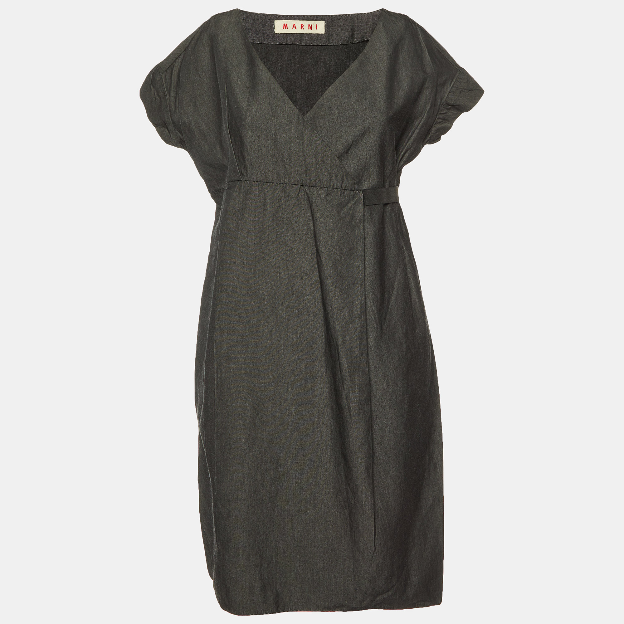 Marni Charcoal Grey Cotton Faux Wrap Dress