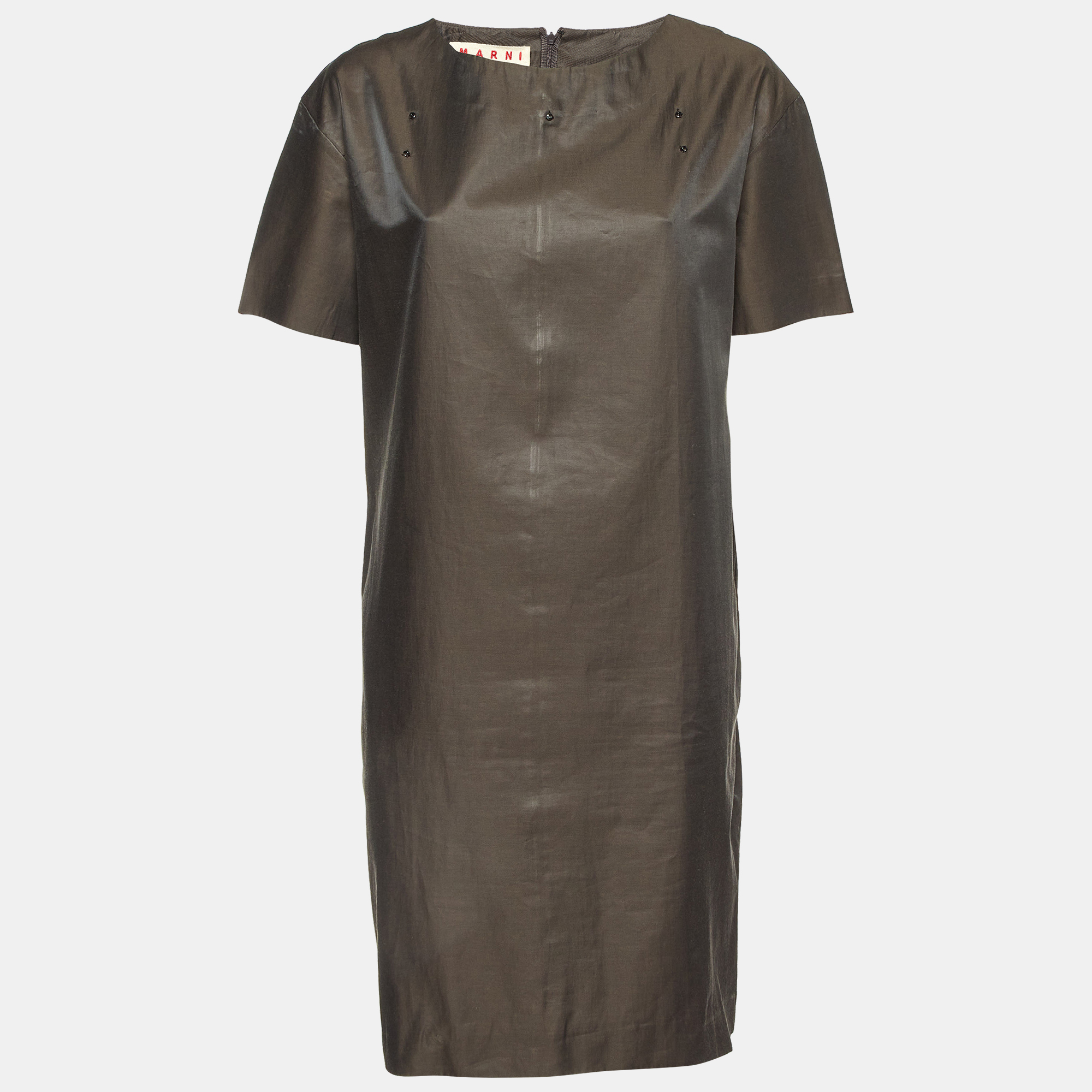 Marni Brown Cotton Blend Shift Dress