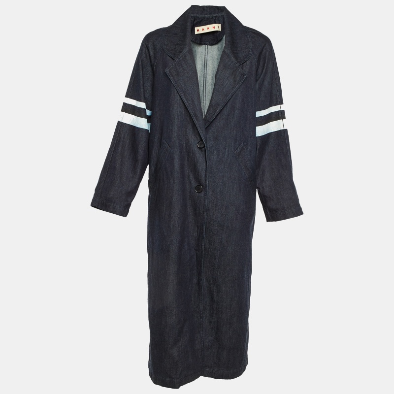 Marni Dark Blue Denim Button Front Long Coat