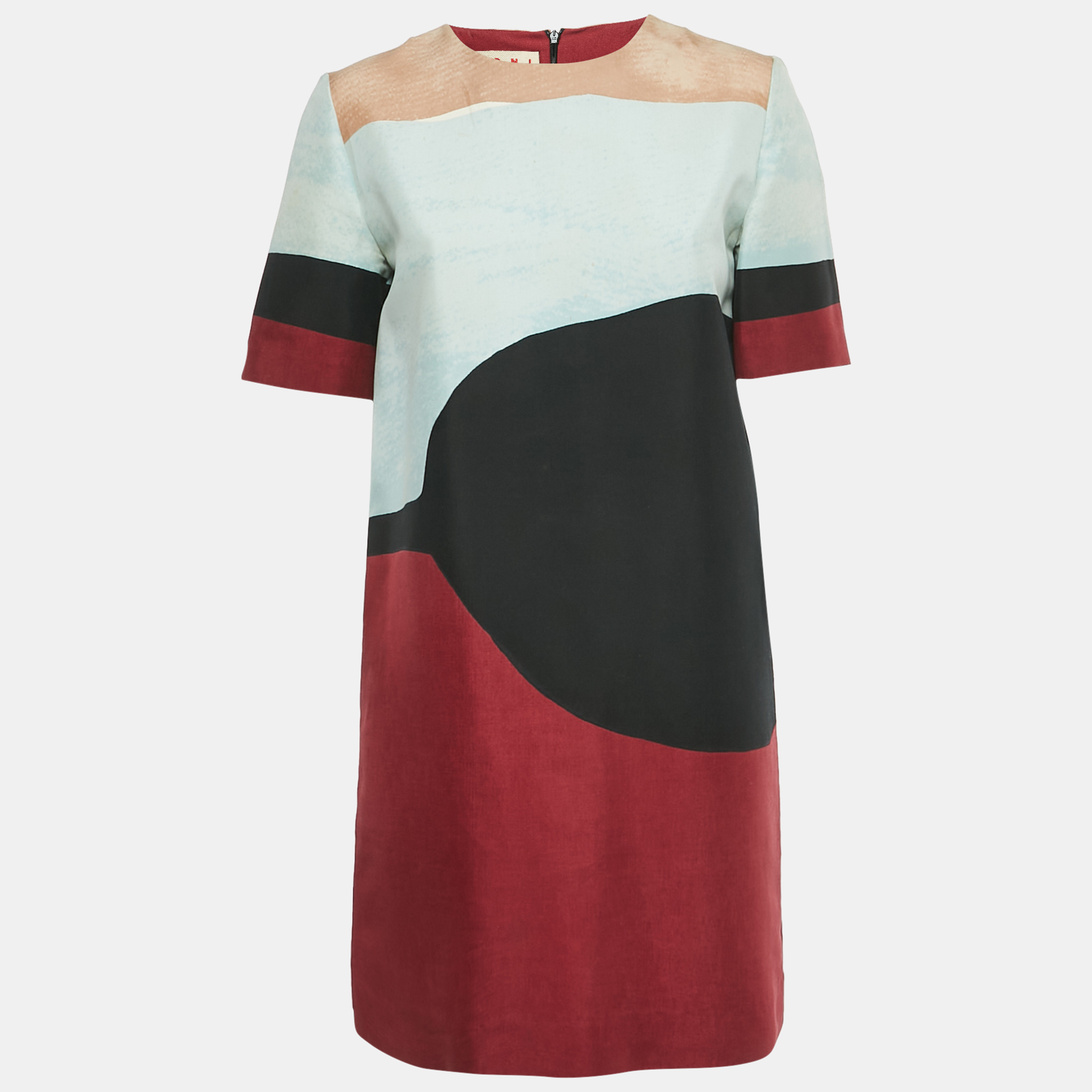 Marni Multicolor Abstract Print Cotton Mini Dress