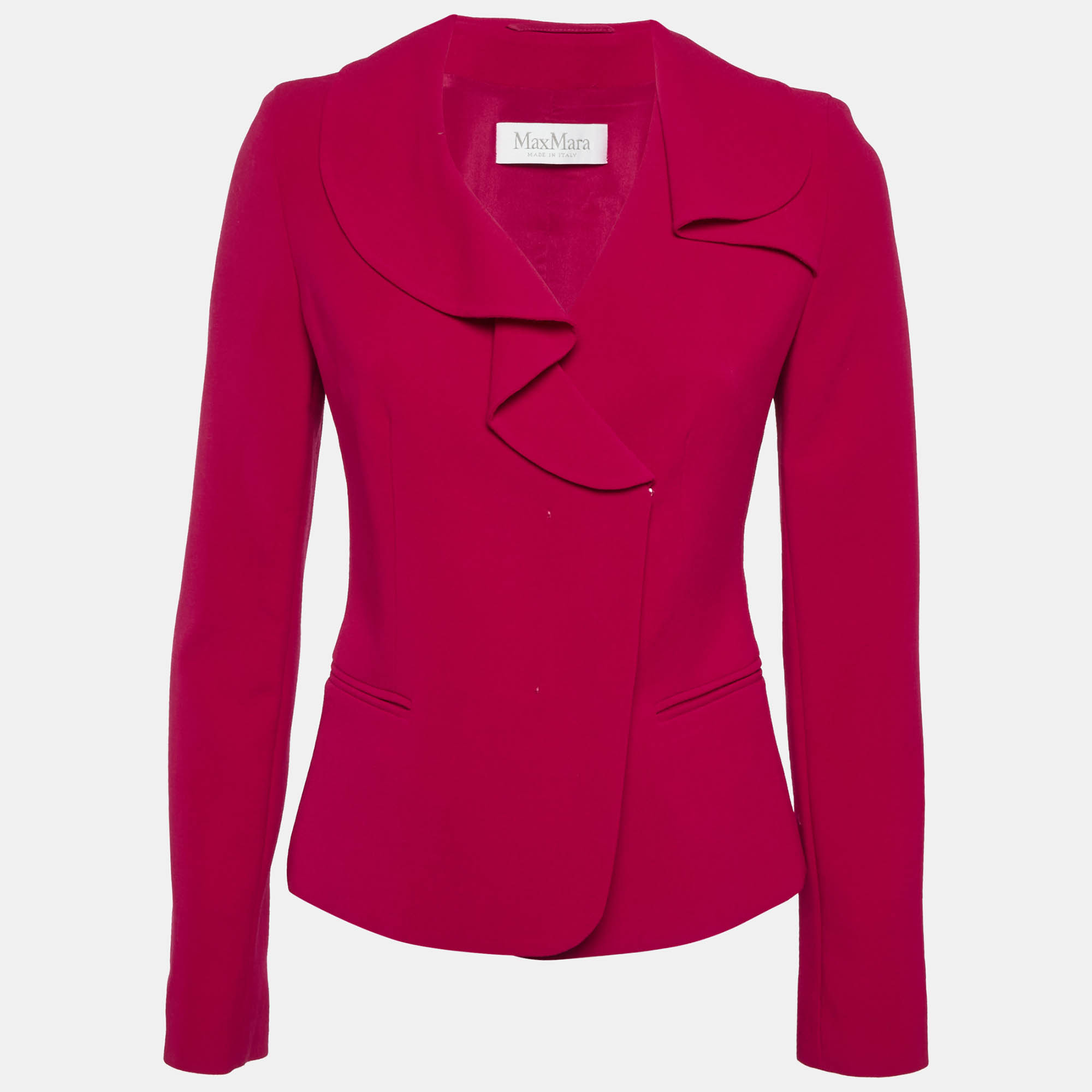 Max Mara Pink Wool Ruffled Collar Blazer