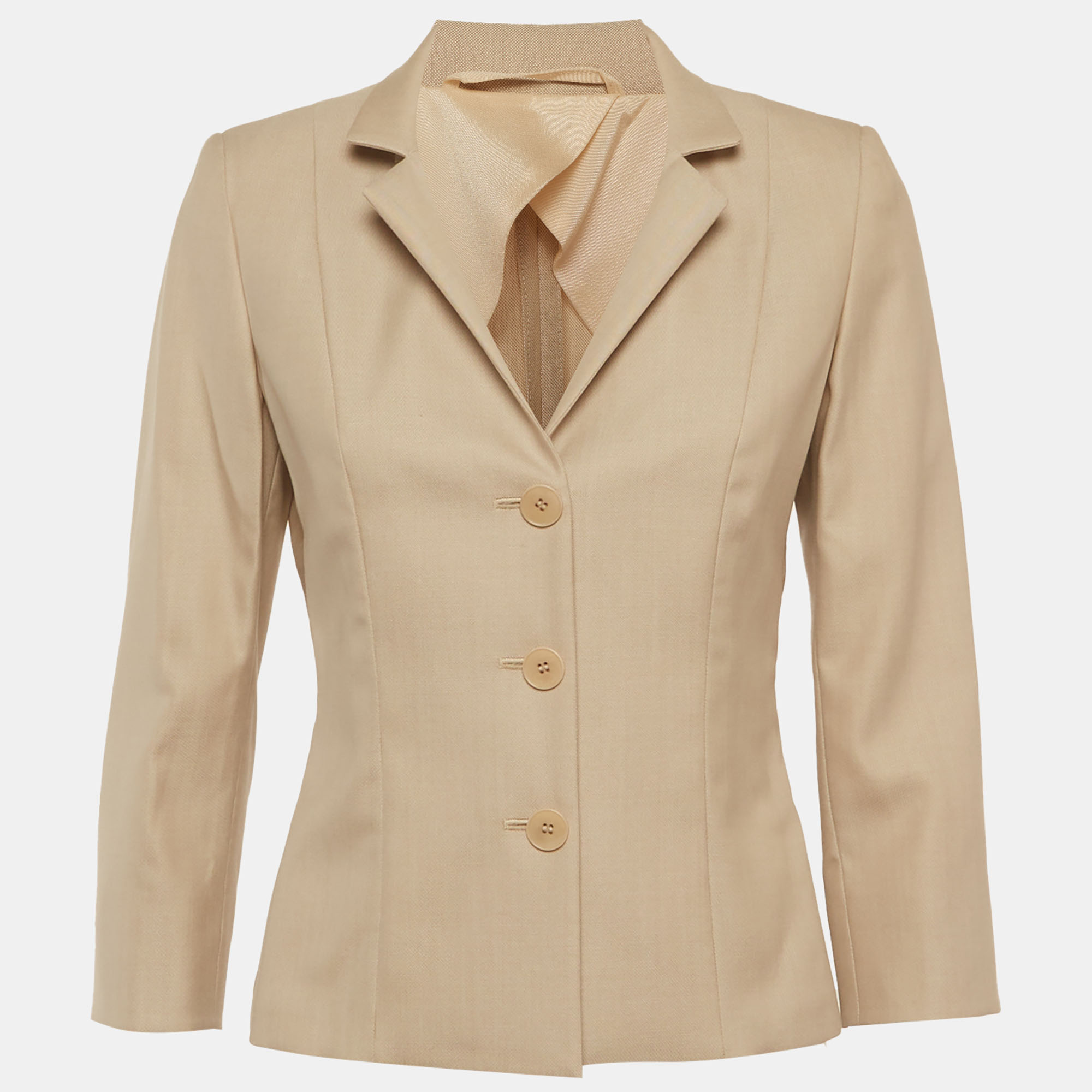 Max Mara Beige Wool Blend Regular Fit Blazer