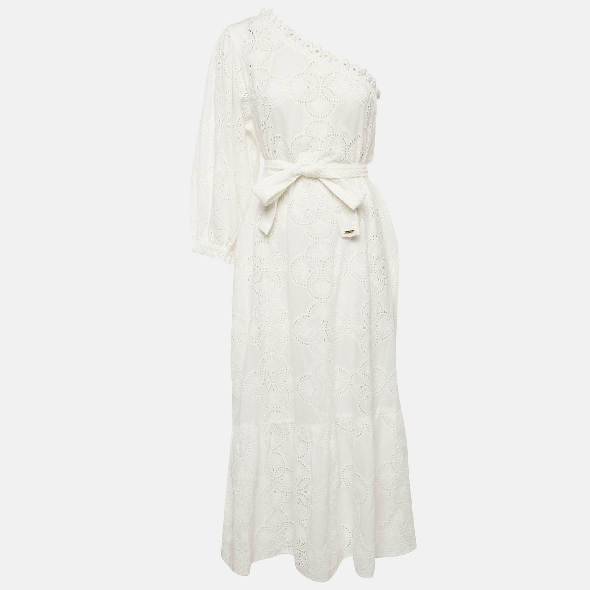 Melissa Odabash White Broderie Anglaise One Shoulder Midi Dress