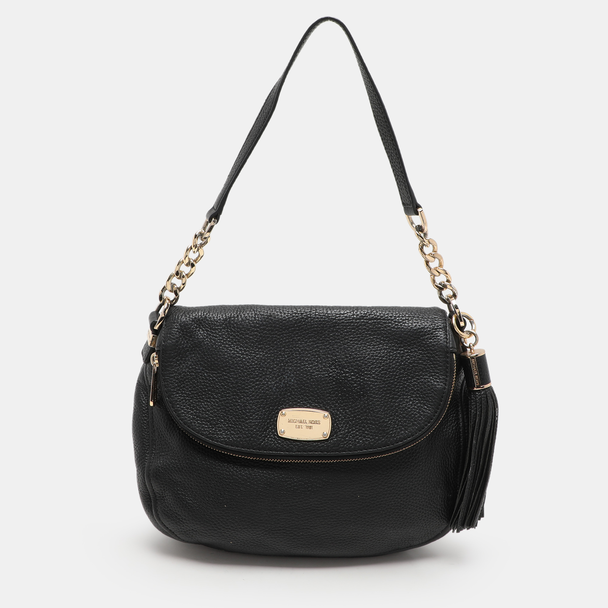 MICHAEL Michael Kors Black Leather Bedford Tassel Crossbody Bag