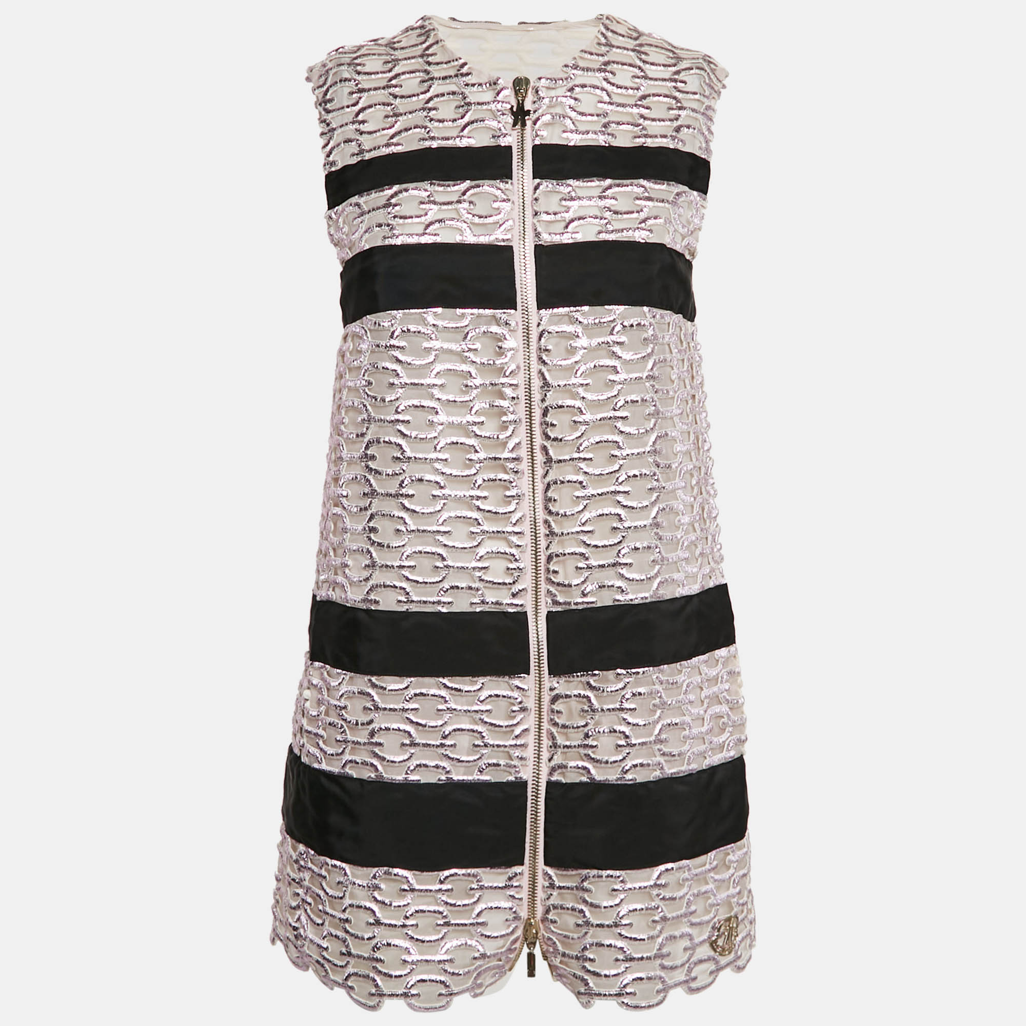 Moncler Metallic Pink Lace Lucy Gilet Mini Dress