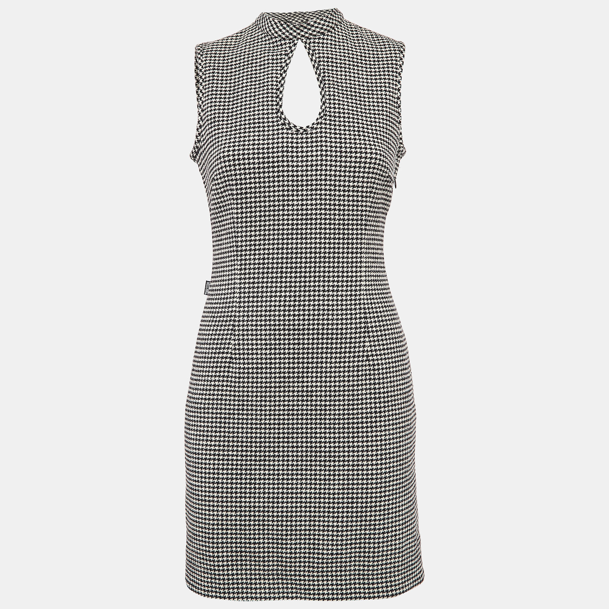 Moschino Jeans BlackWhite Houndstooth Wool Blend Mini Dress
