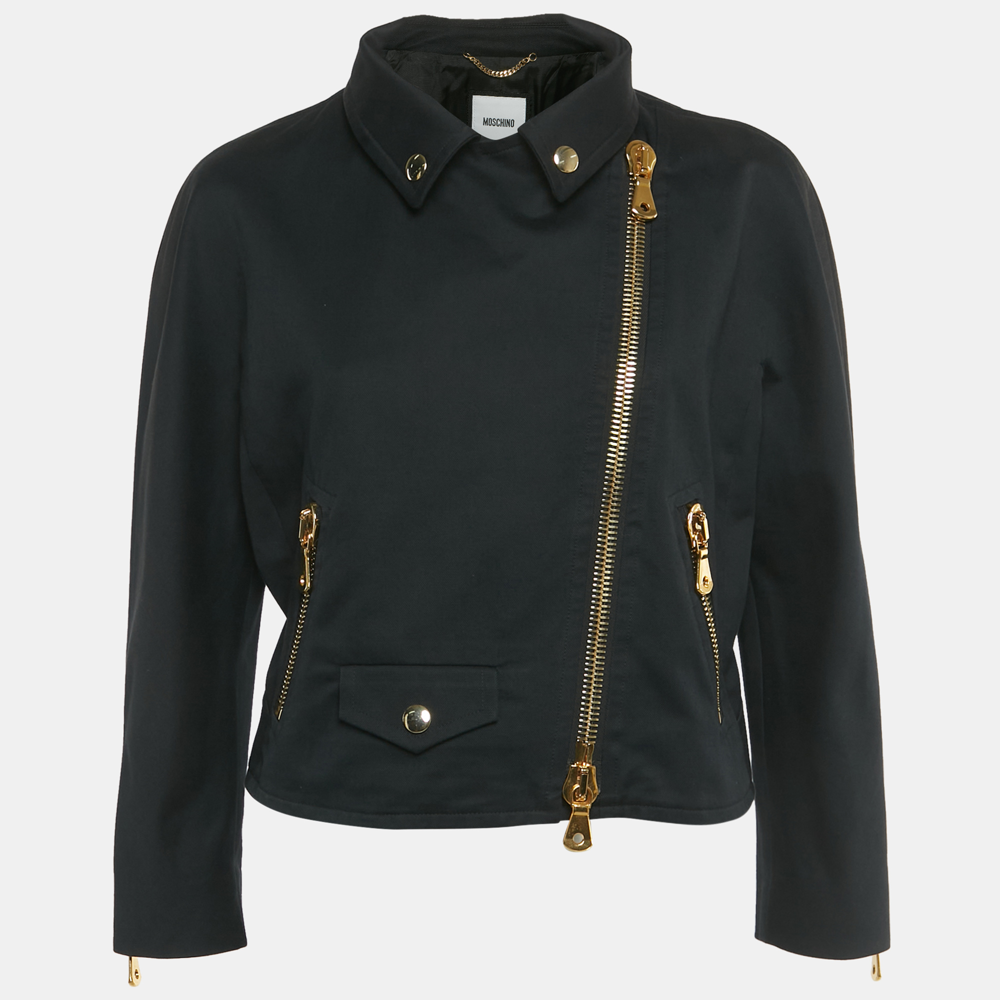 Moschino Black Cotton Biker Jacket