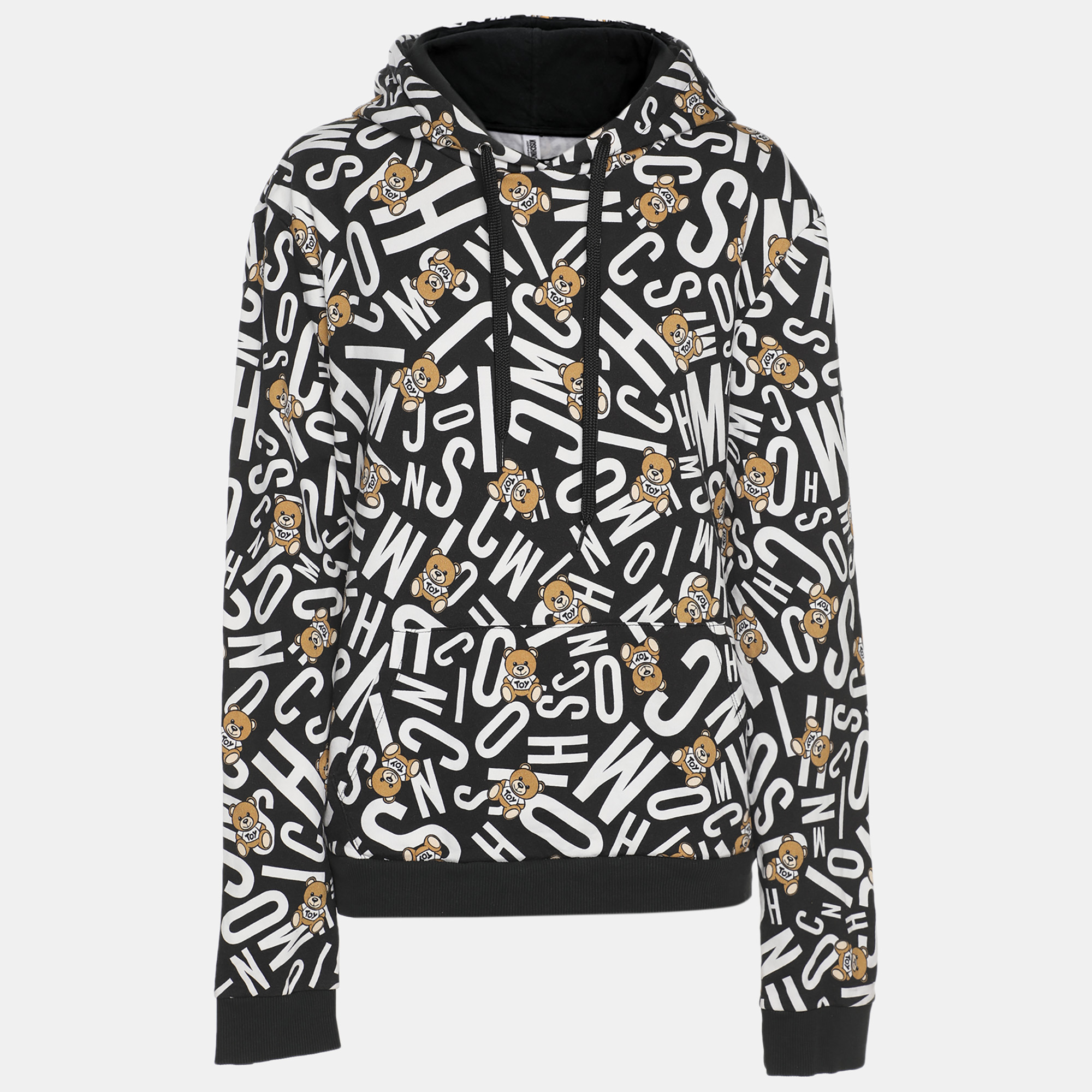 Moschino BlackBrown Jersey Teddy Print Hoodie