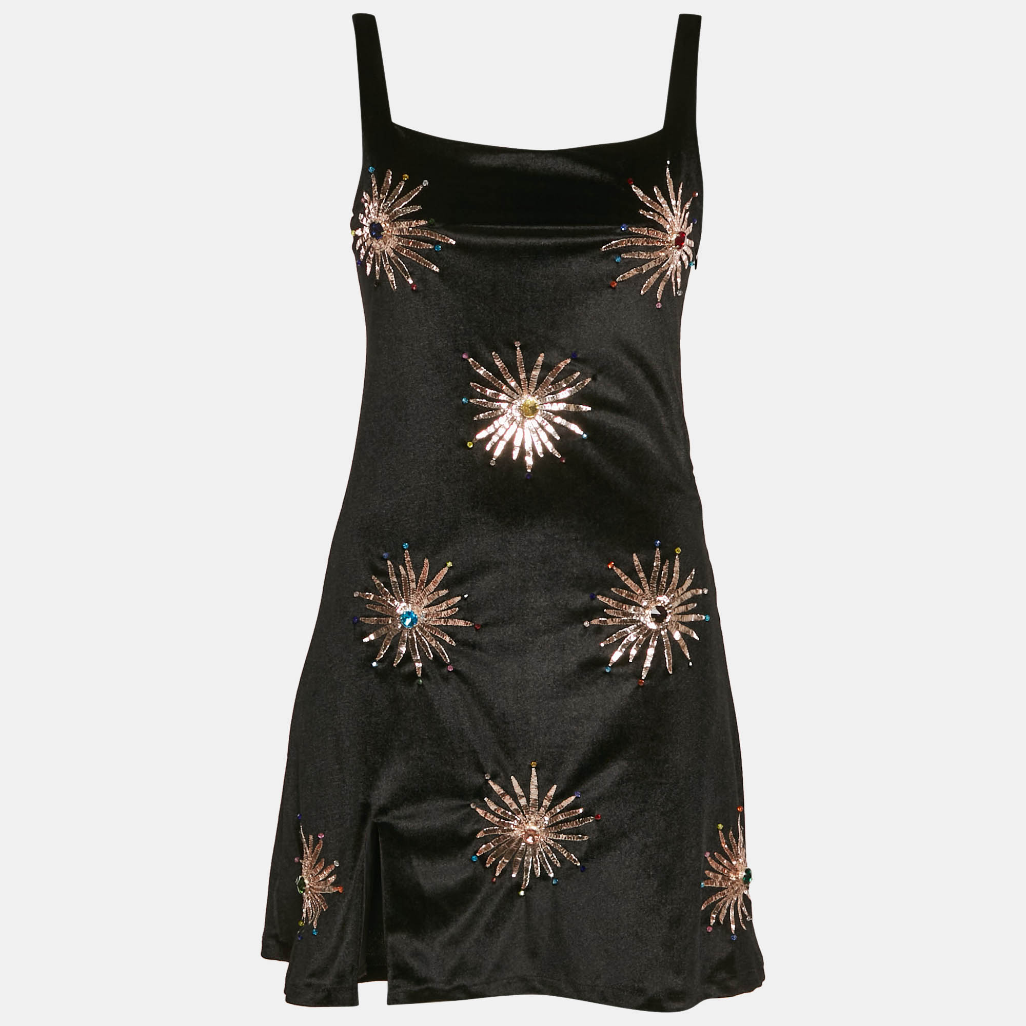 Oceanus Swimwear Black Velvet Embellished Mini Dress