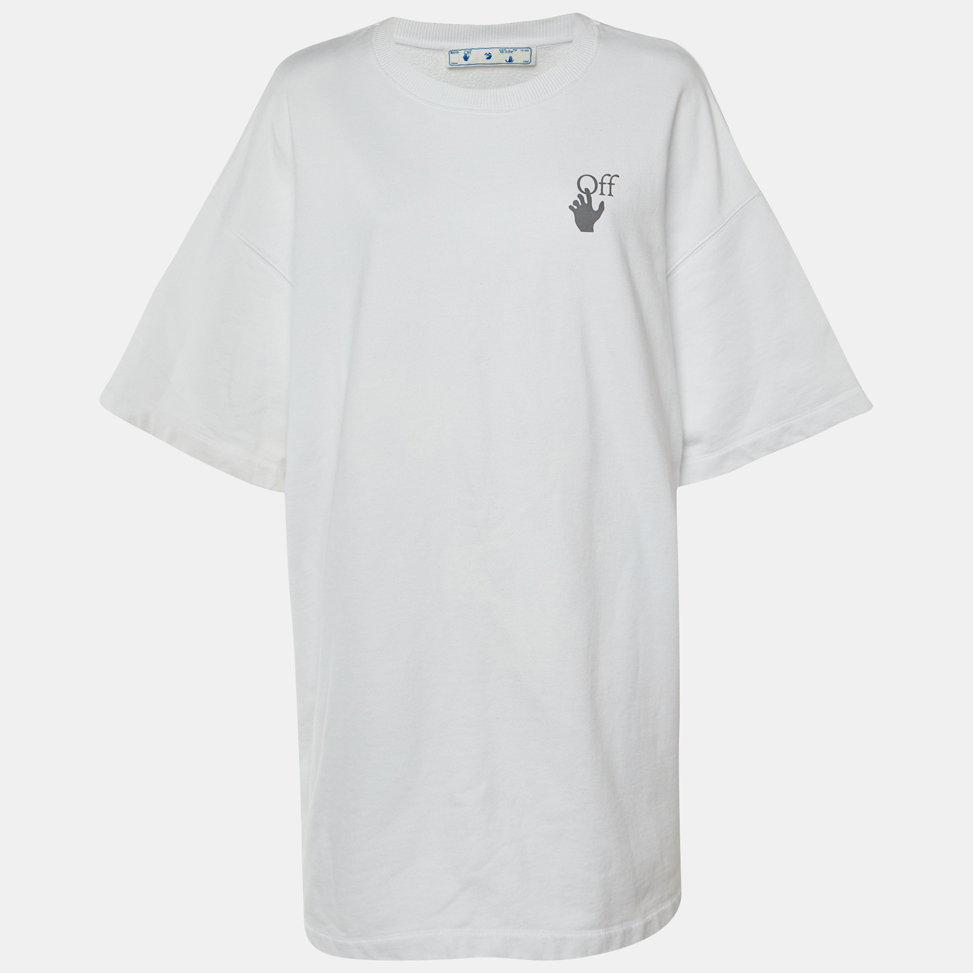 Off-White White Arrow Print Cotton Shirt Dress