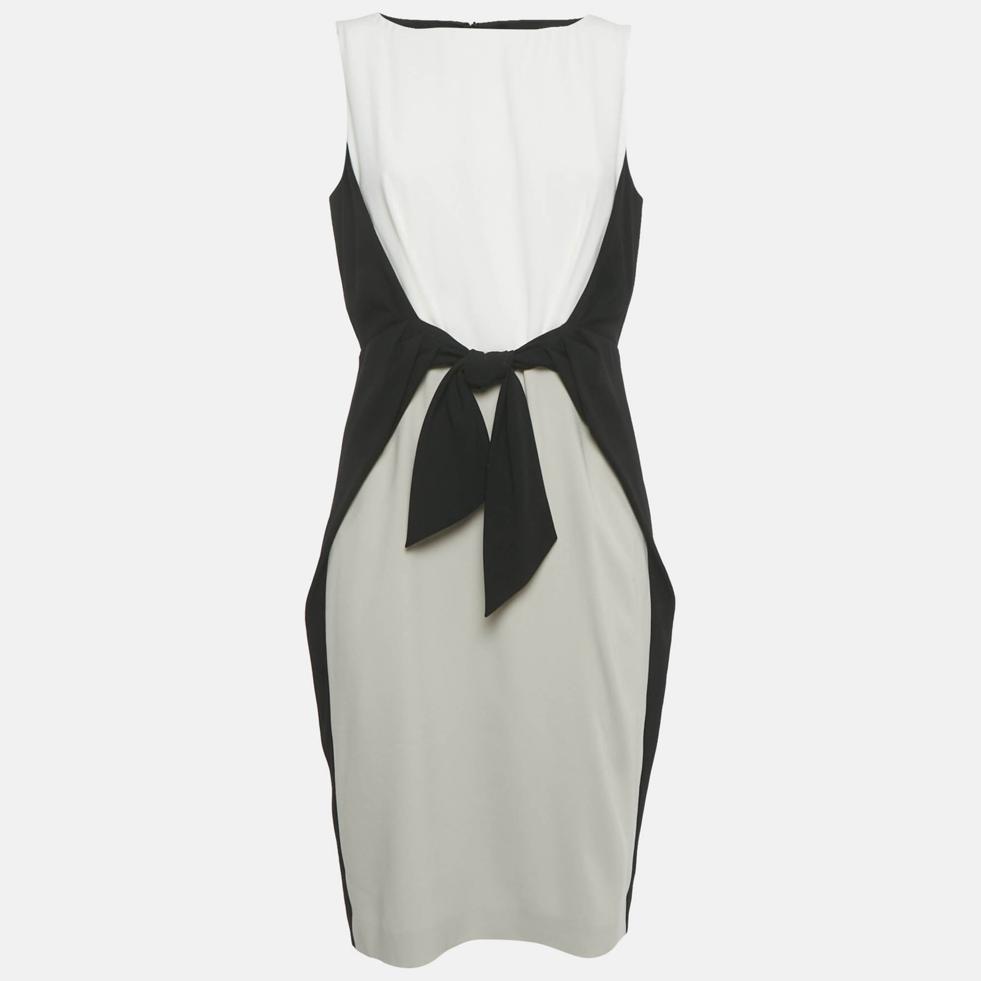 Paule Ka Black Crepe Tie-Up Detail Midi Dress