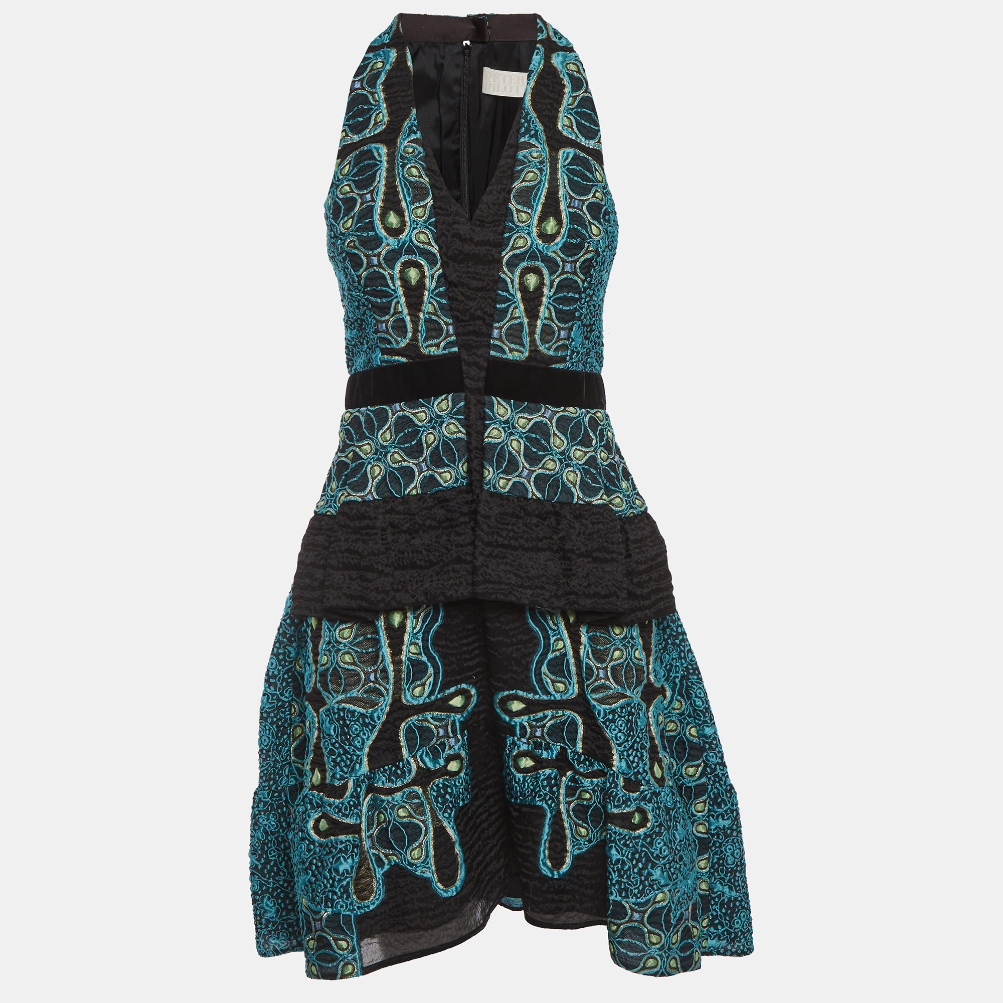 Peter Pilotto Black Jacquard Tiered Mini Dress