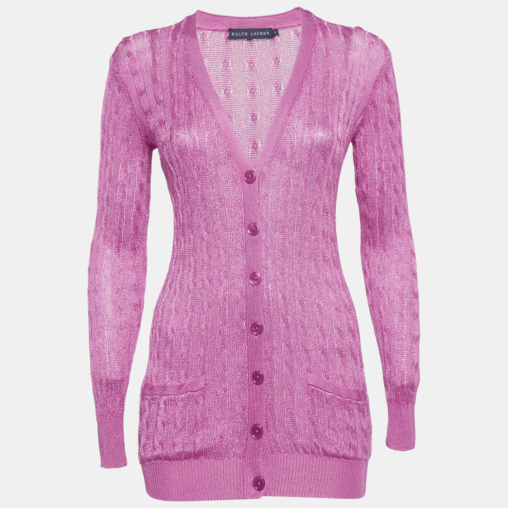Ralph Lauren Pink Cable Knit Cardigan