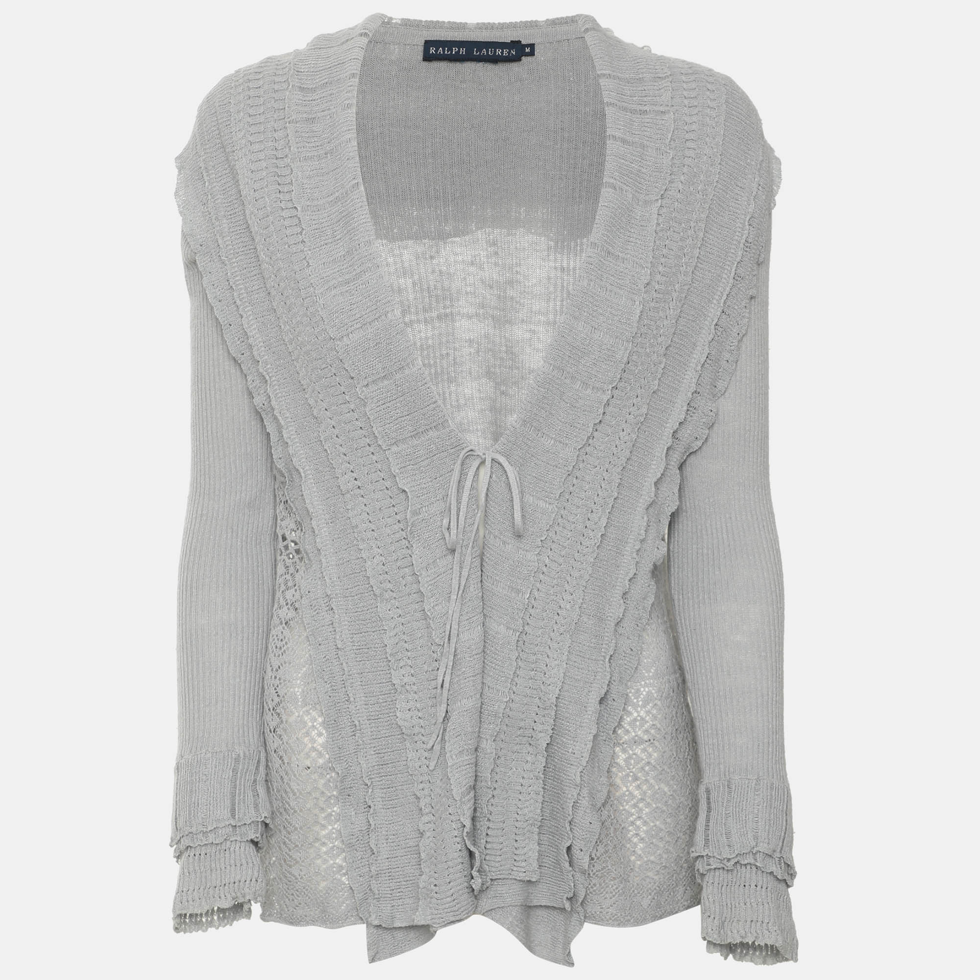 Ralph Lauren Grey Knit and Lace Cardigan