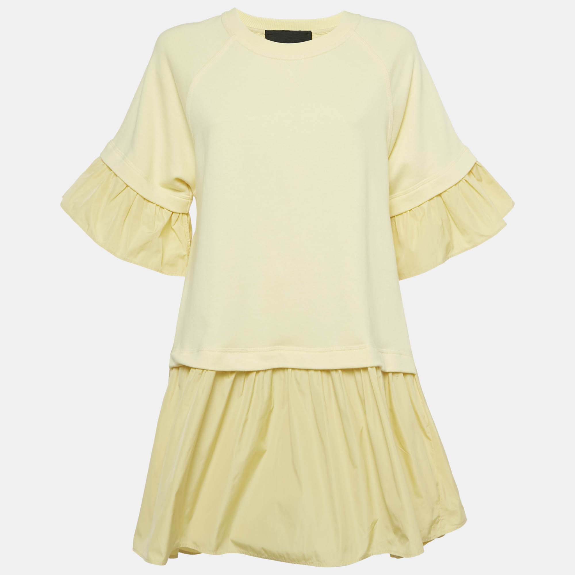 RED Valentino Yellow Cotton Jersey and Synthetic Asymmetric Dress