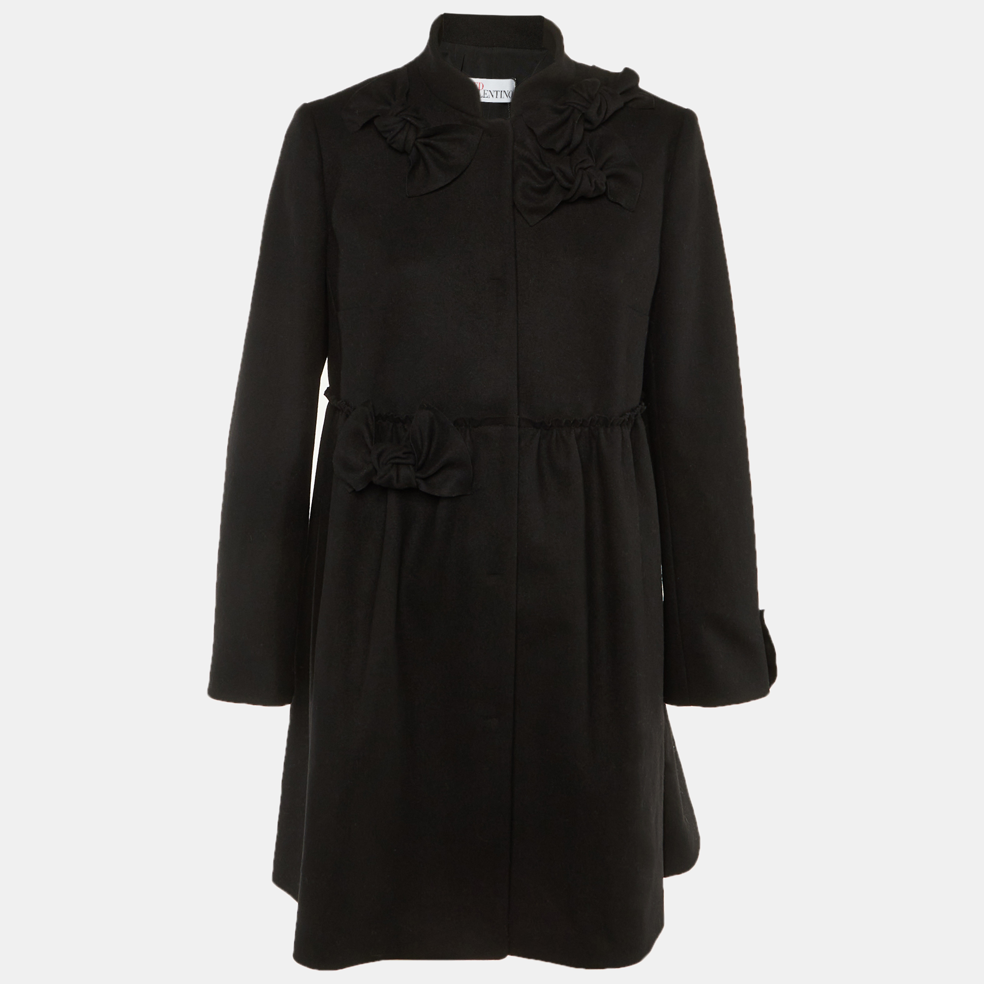 RED Valentino Black Wool Bow Detail Coat
