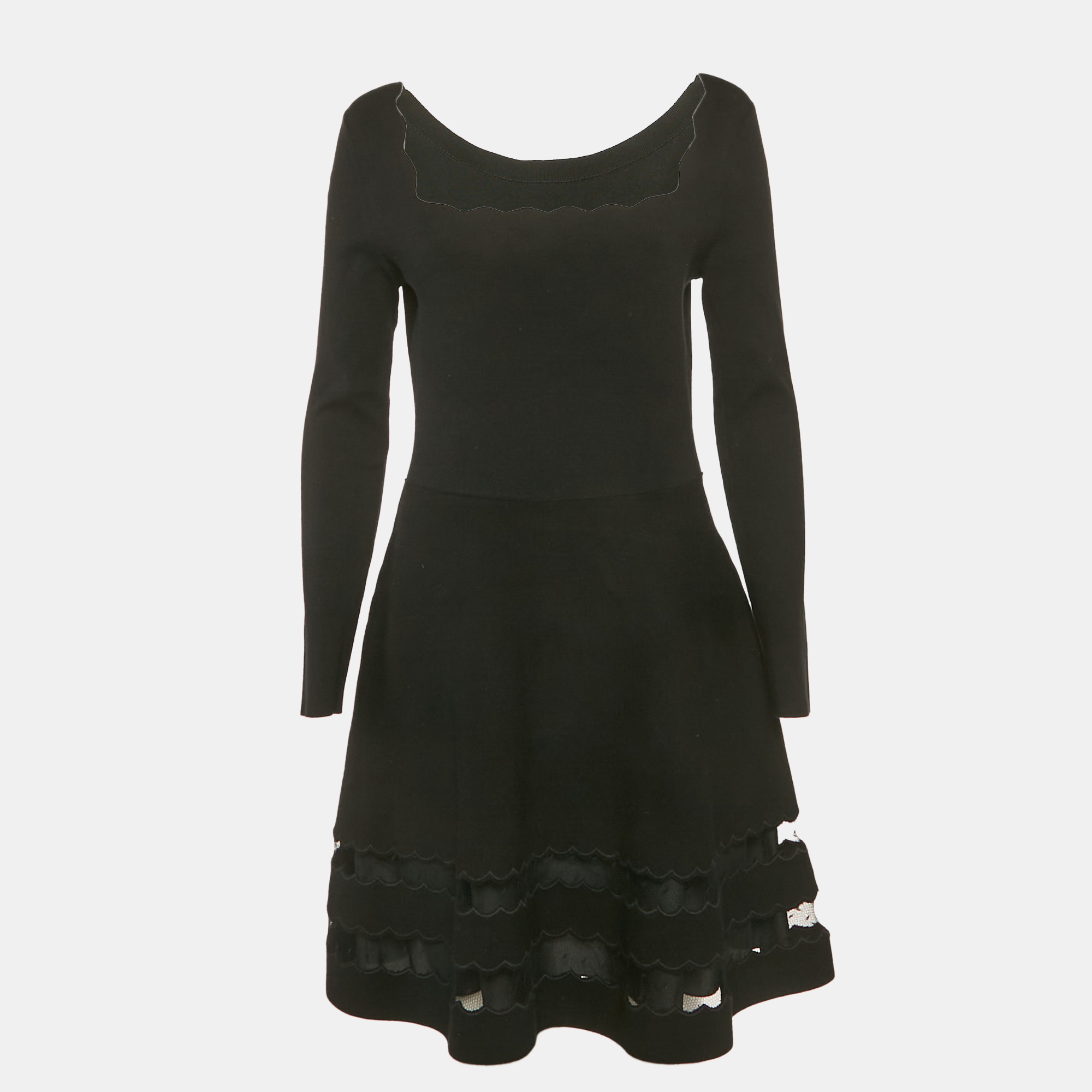 RED Valentino Black Wool Blend Flared Mini Dress