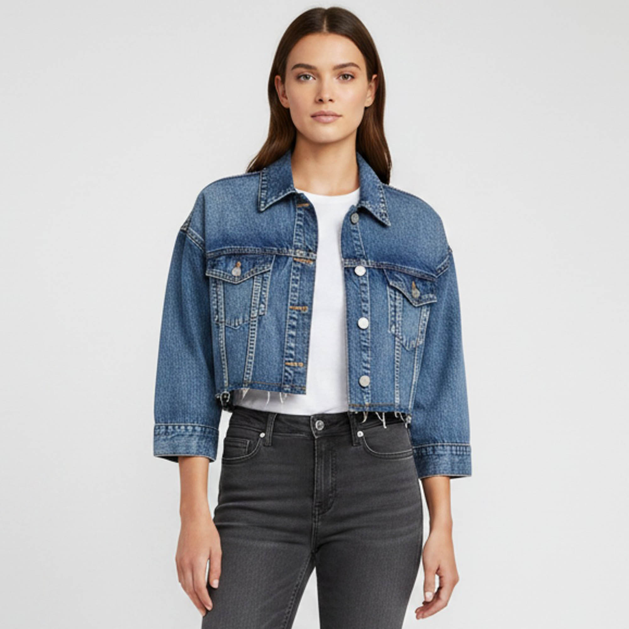 RED Valentino Blue Denim Cropped Jacket