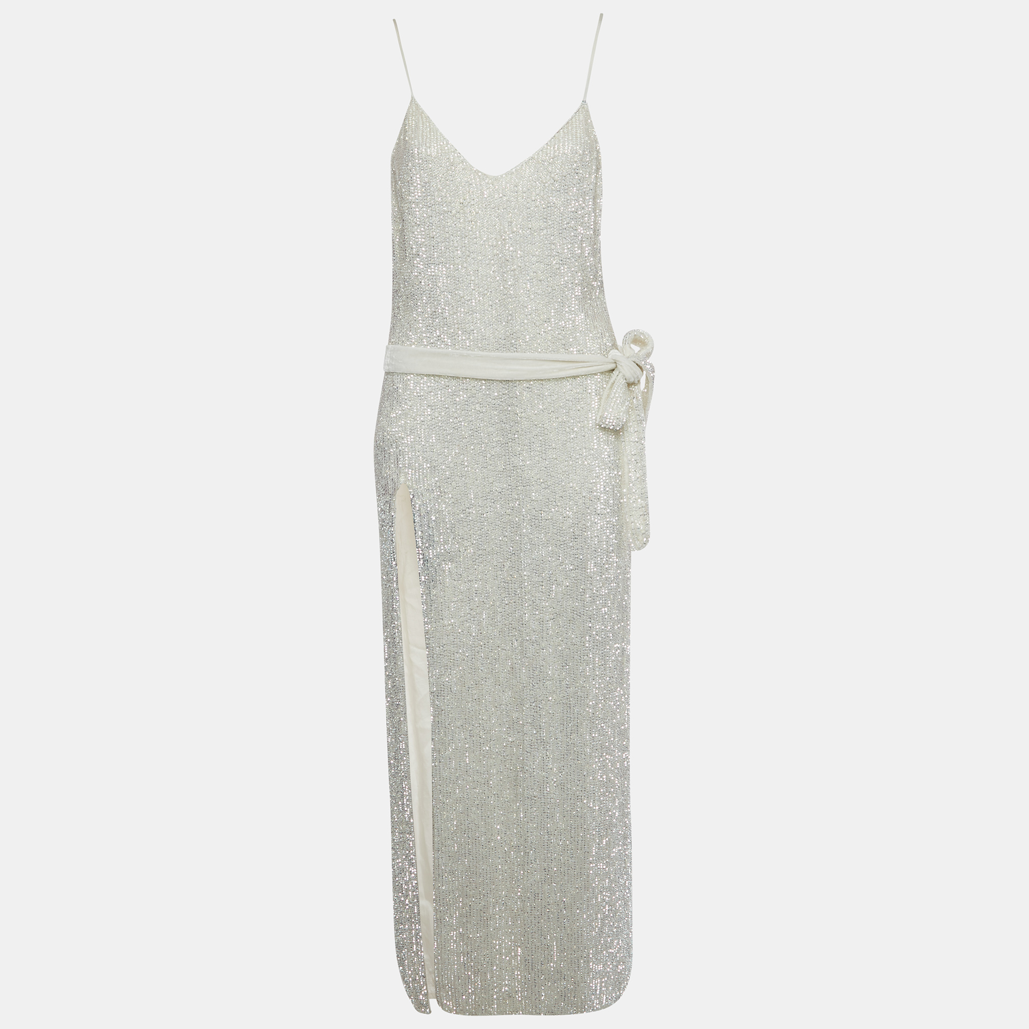 Retrofete White Sequin Embellished Maxi Dress