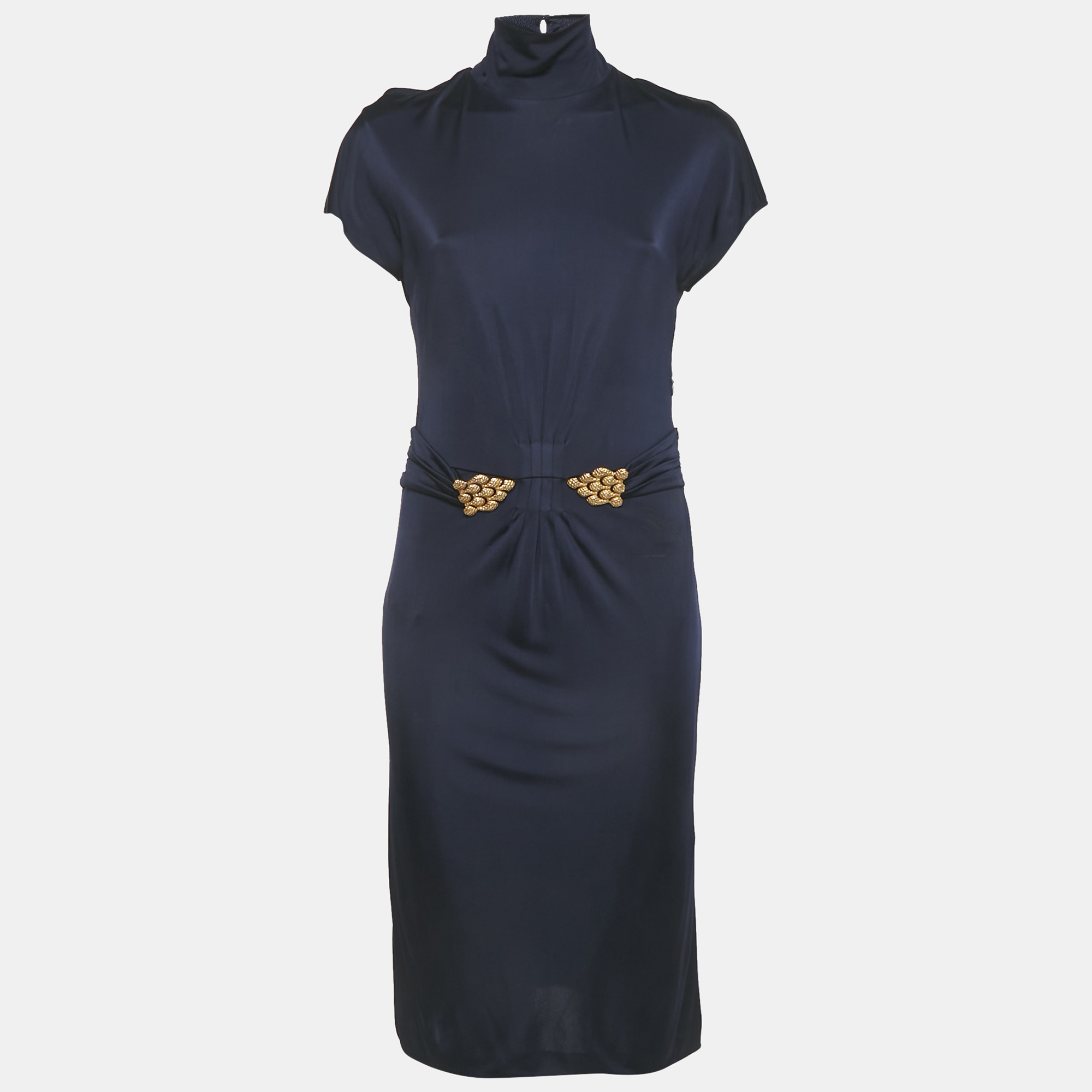 Roberto Cavalli Purple Jersey Broach Detail Knee -Length Dress