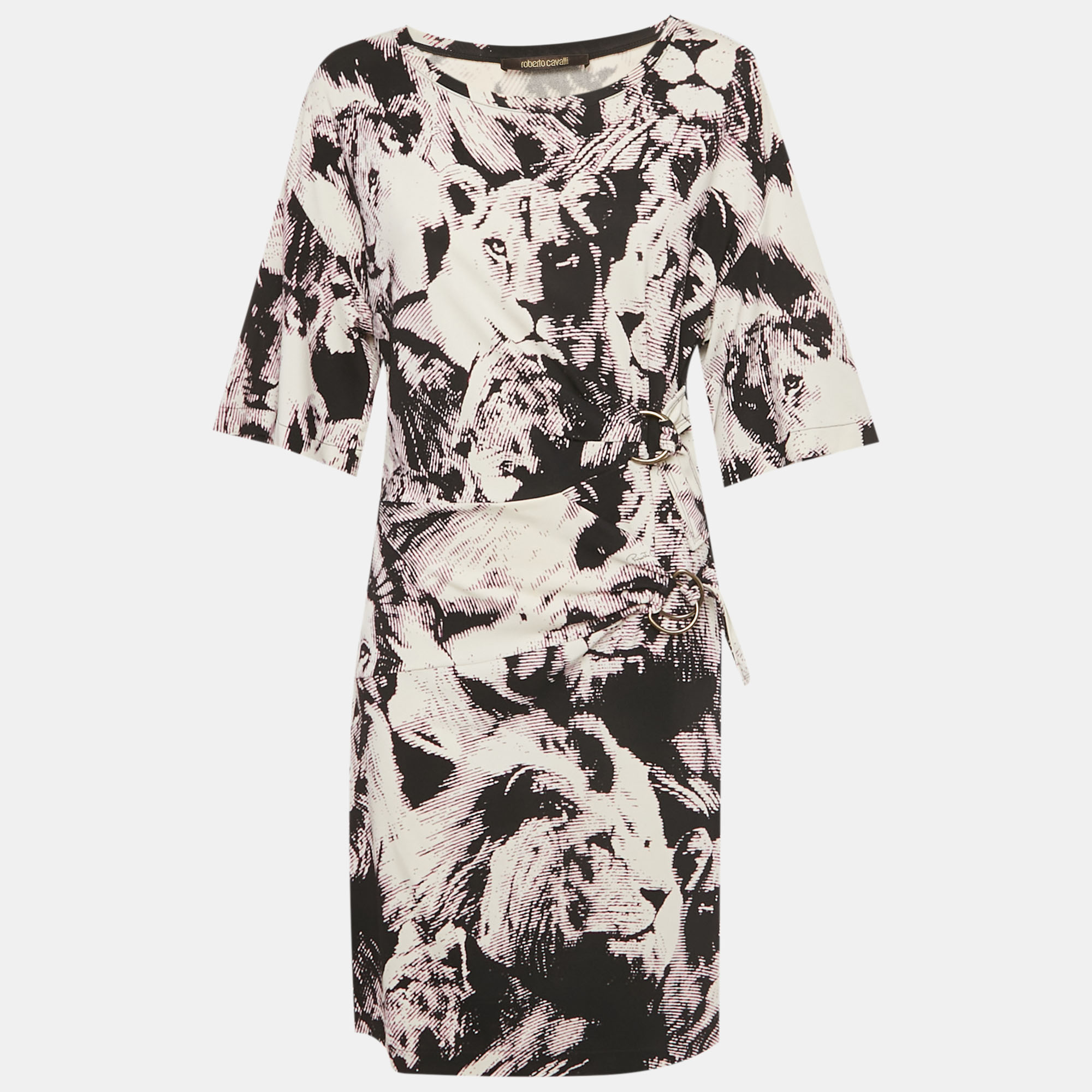 Roberto Cavalli Multicolor Printed Jersey Midi Dress