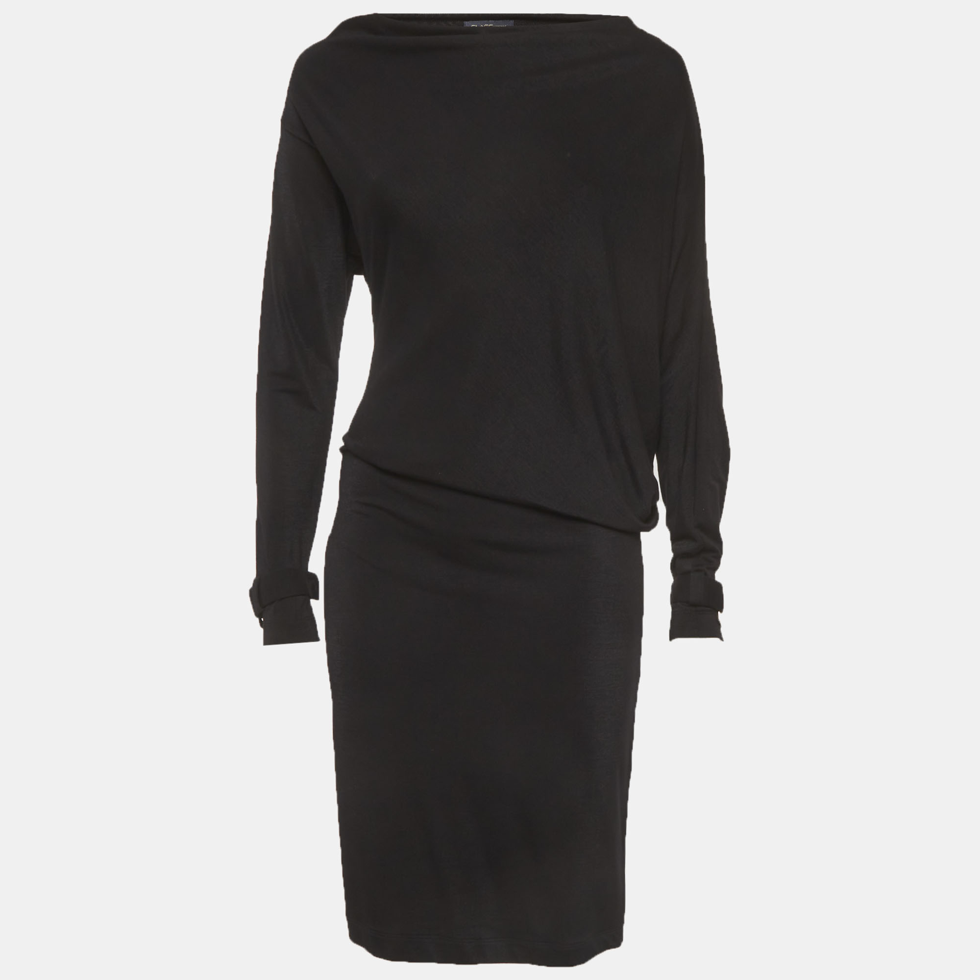 Roberto Cavalli Black Knit Off Shoulder Midi Dress