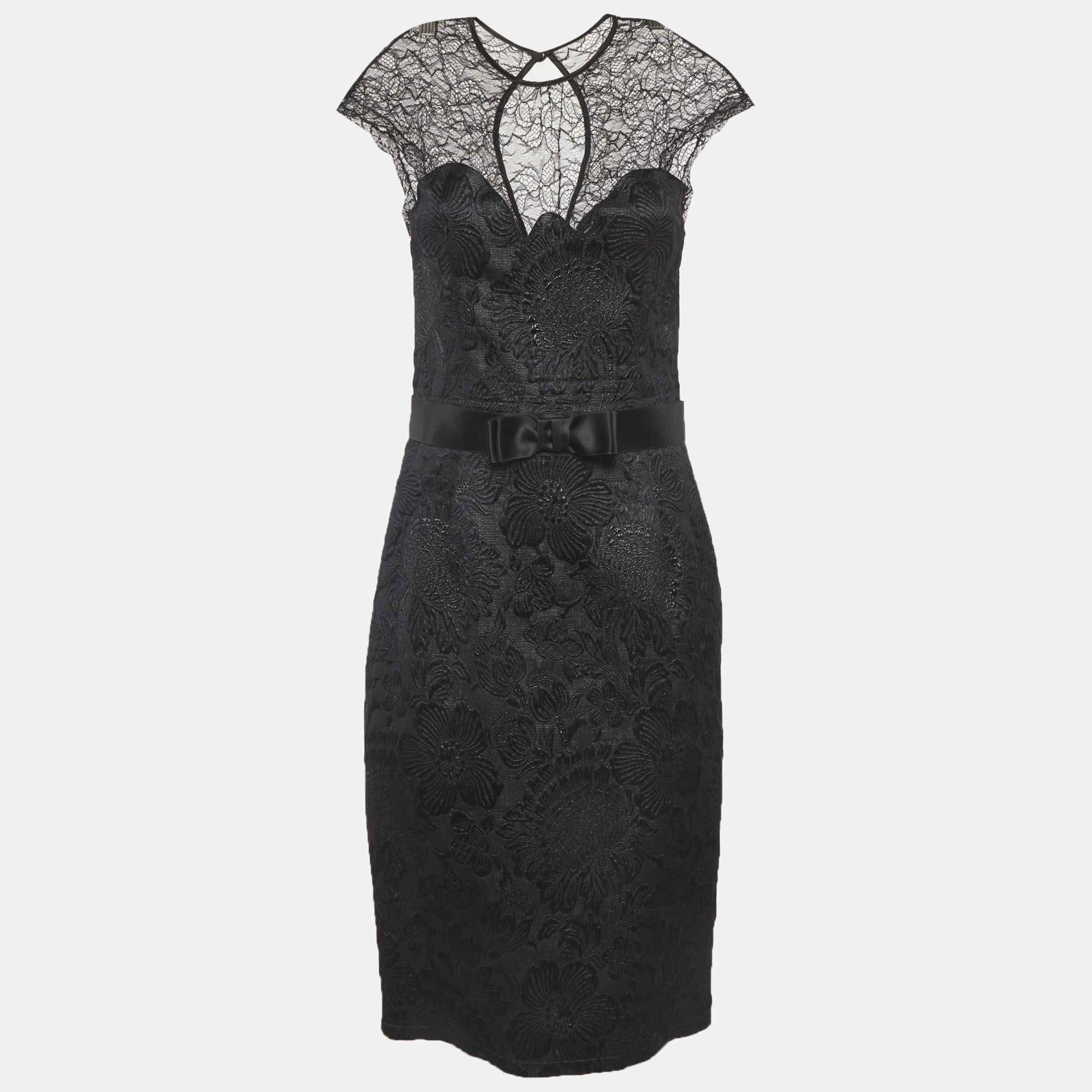 Class Roberto Cavalli Black Brocade Lace Short Dress