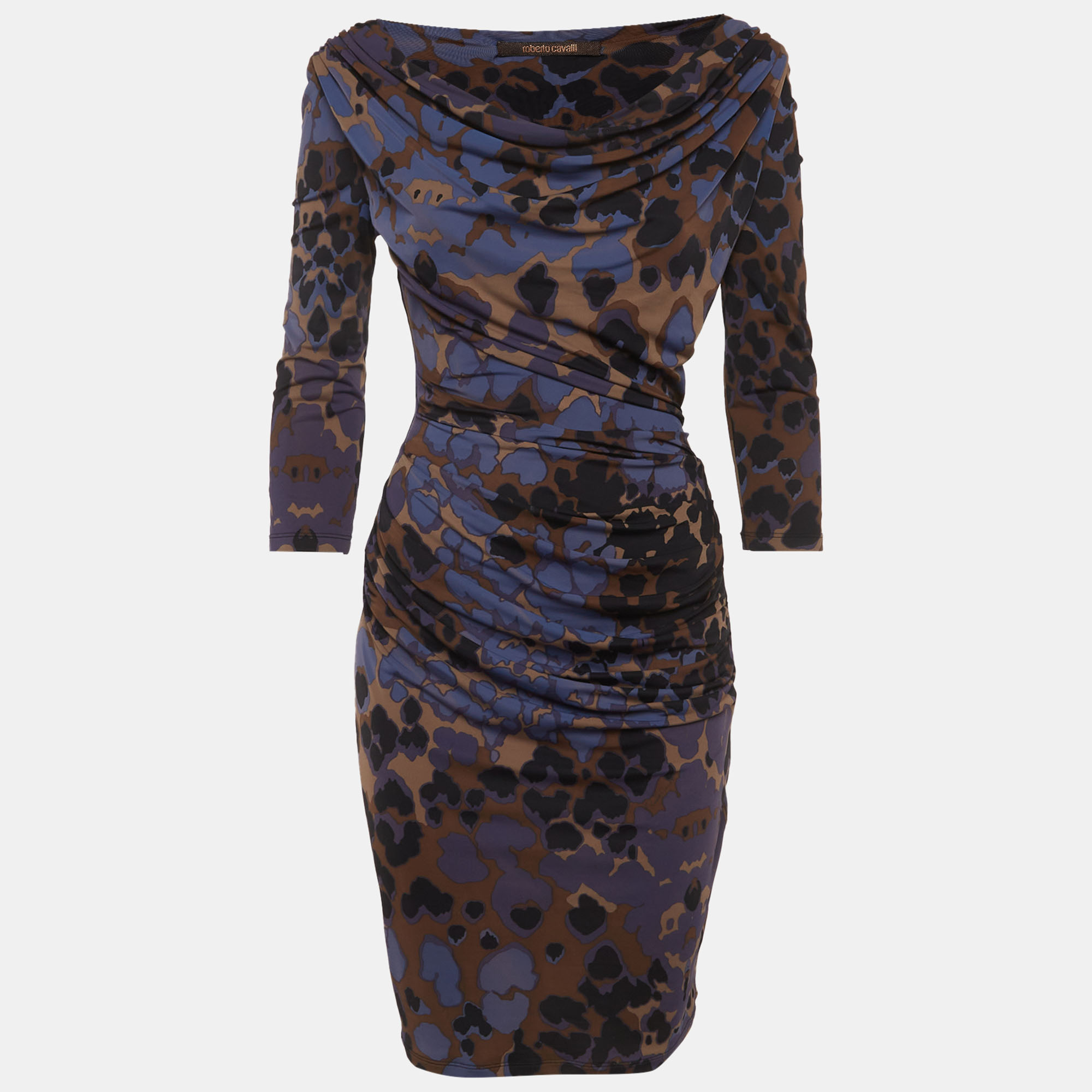 Roberto Cavalli Multicolour Animal Print Jersey Knit Mini Dress