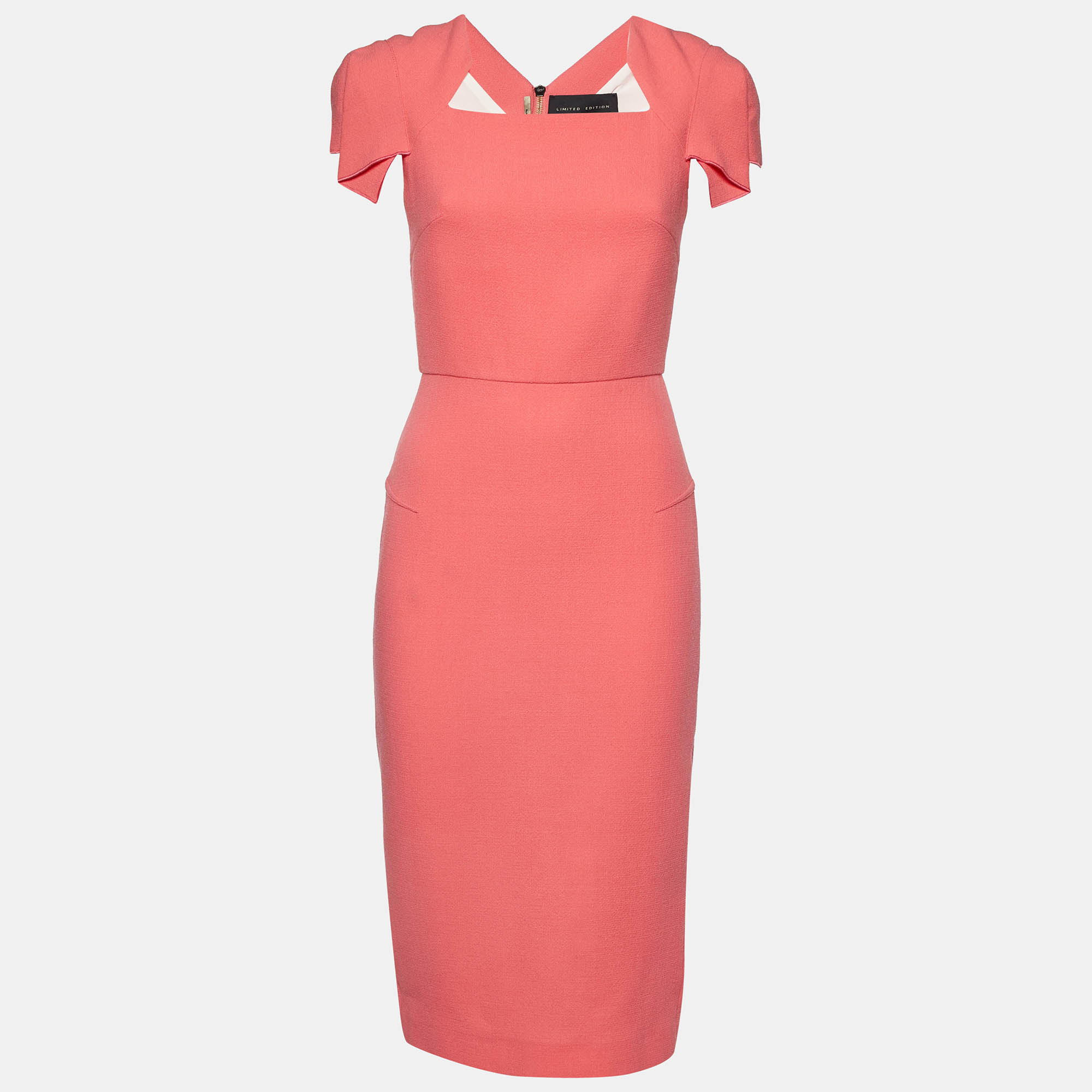 Roland Mouret X Selfridges Pink Wool Crepe Midi Dress