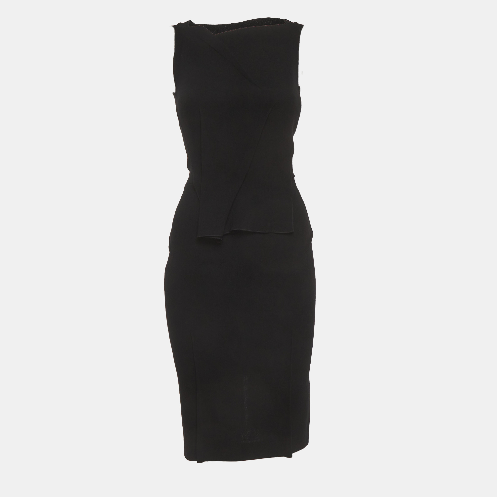 Roland Mouret Black Crepe Asymmetric Sheath Dress