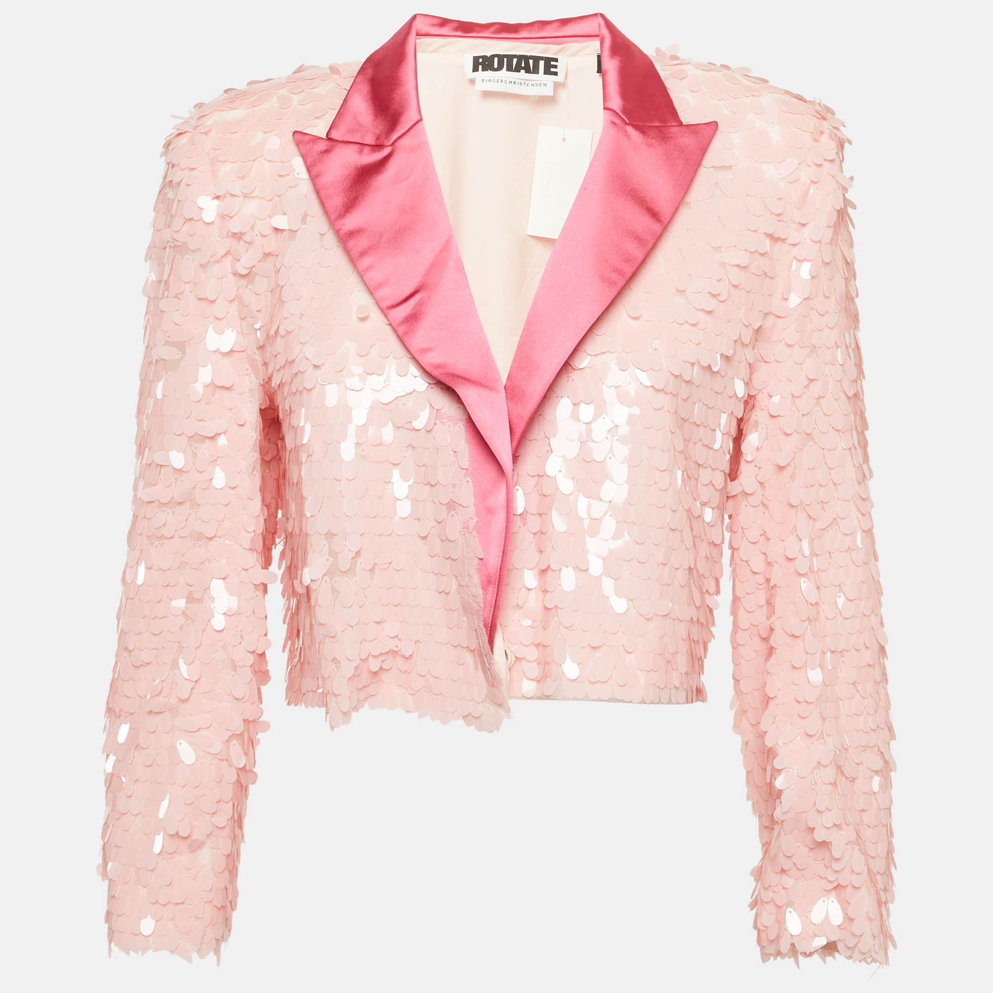 ROTATE BIRGER CHRISTENSEN Pink Sequin and Satin Blazer