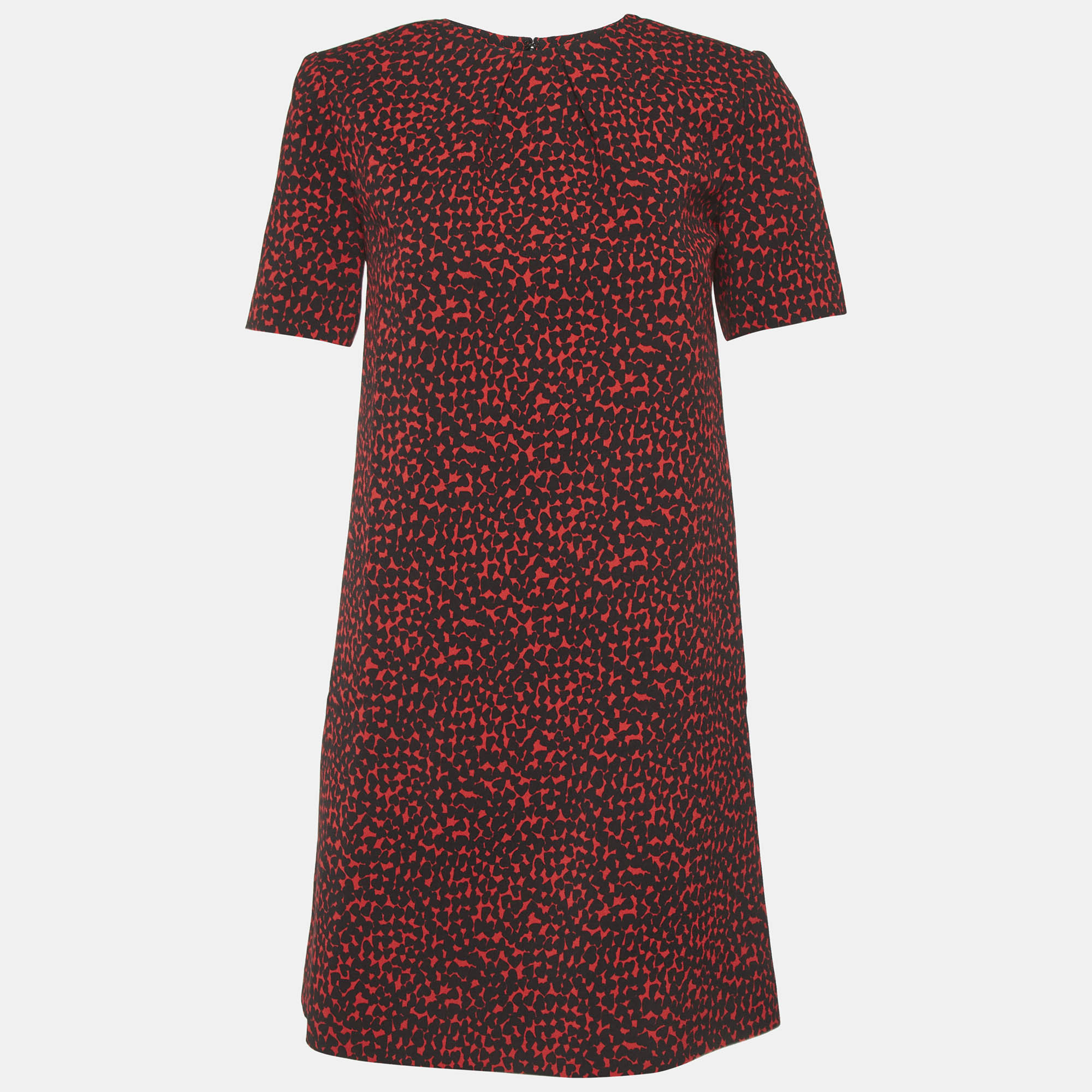 Saint Laurent Paris Black Hearts Print Crepe Mini Dress