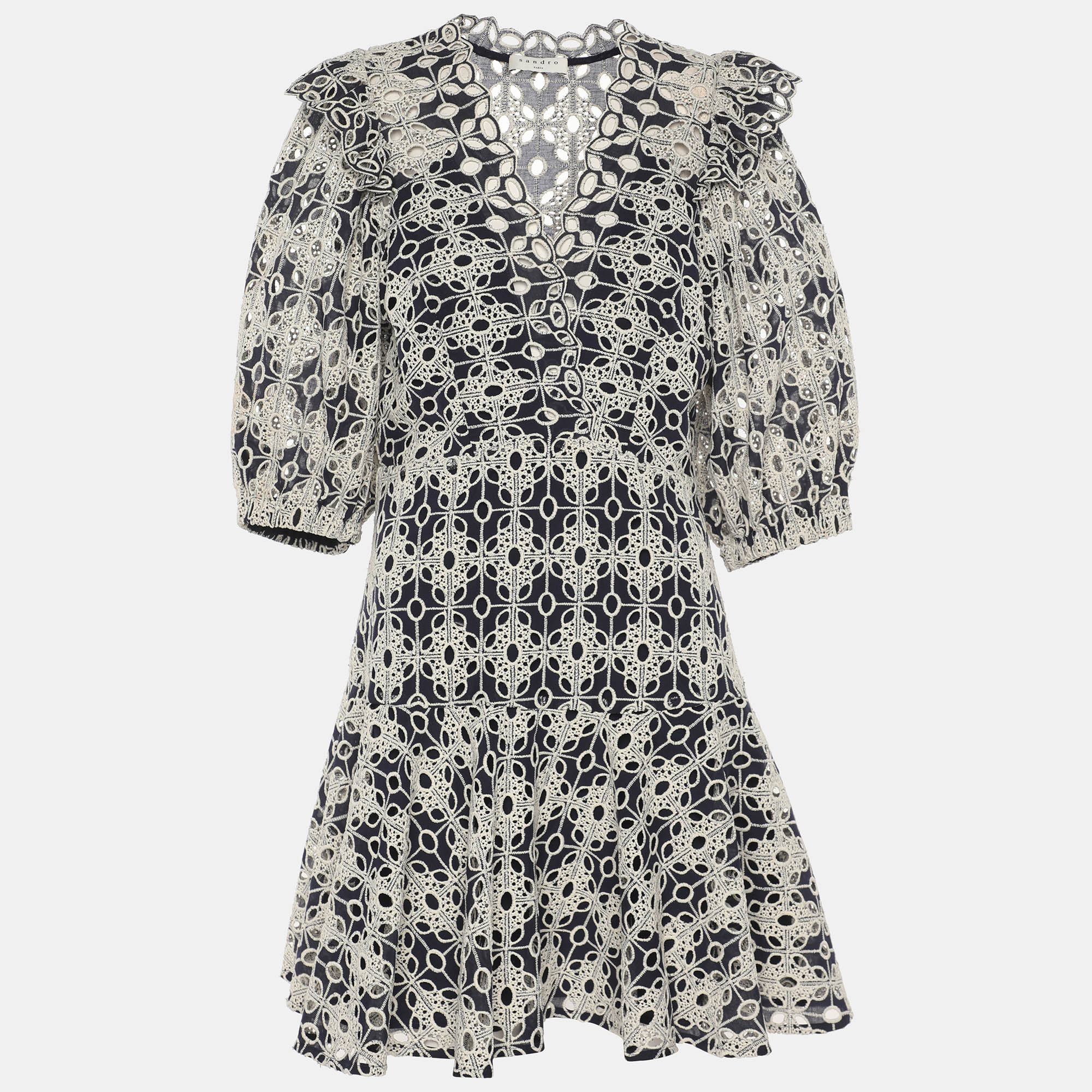 Sandro BlueWhite Lace Dress