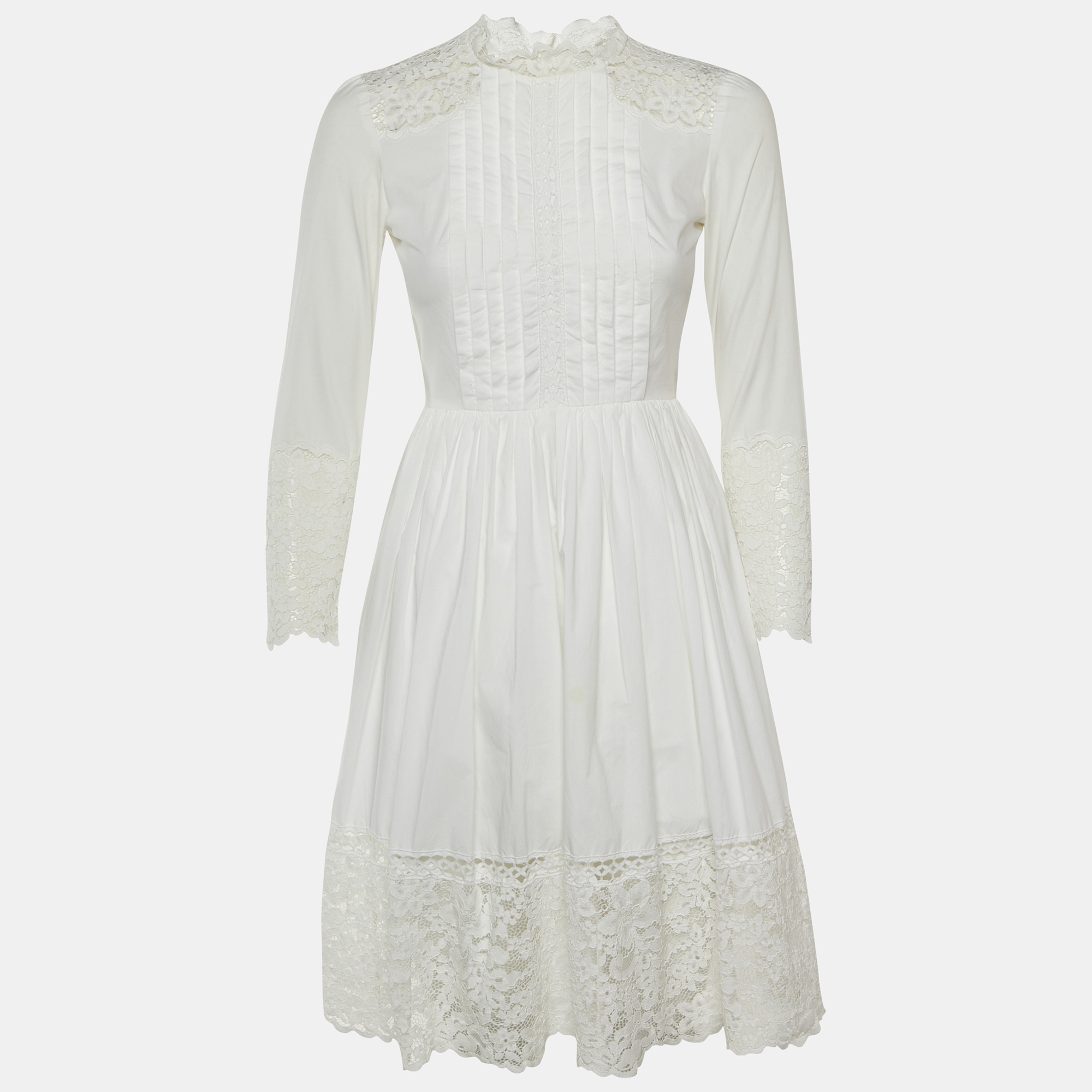 Sandro White Cotton Lace Detail Enja Mini Dress