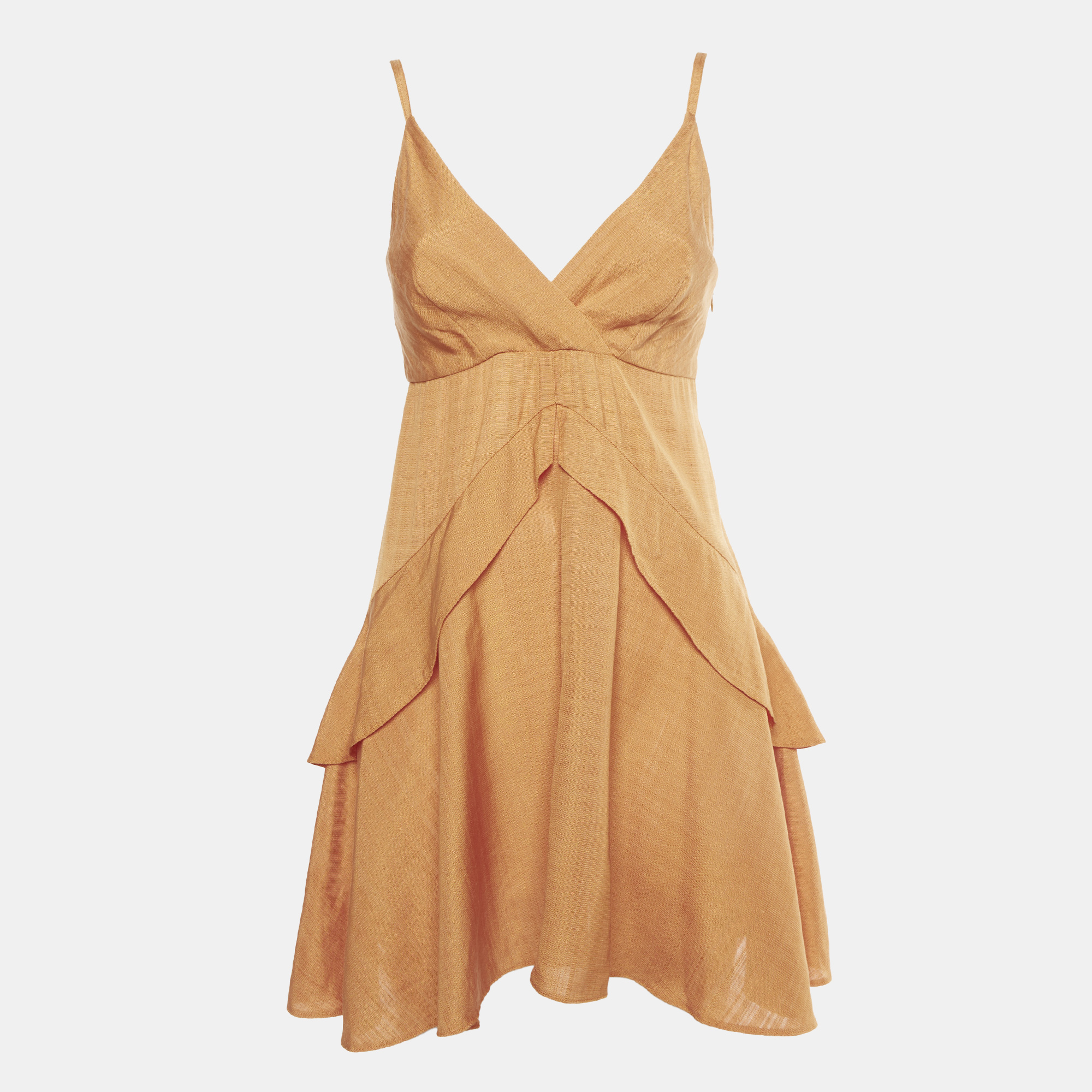 Sandro Orange Crepe Ruffle Gisele Mini Dress