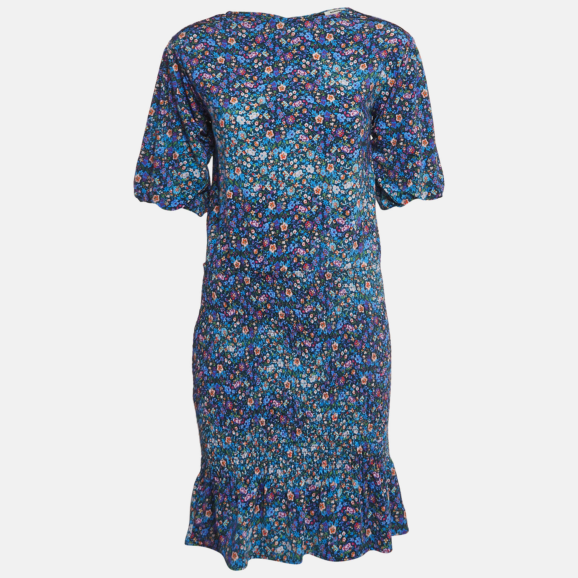 Sandro Blue Floral Printed Jersey Spinelle Mini Dress