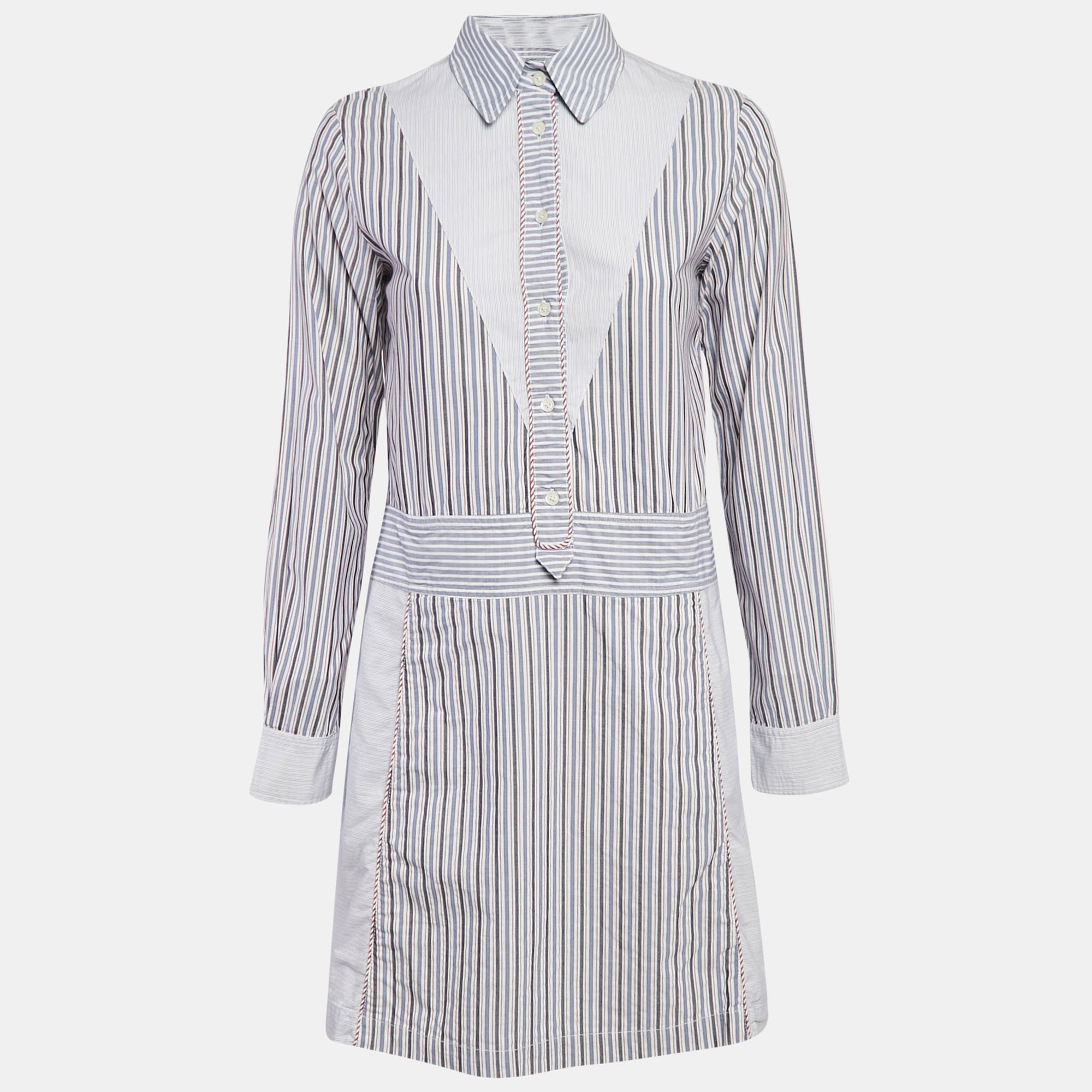 See by Chloe Blue Stripe Cotton Mini Dress