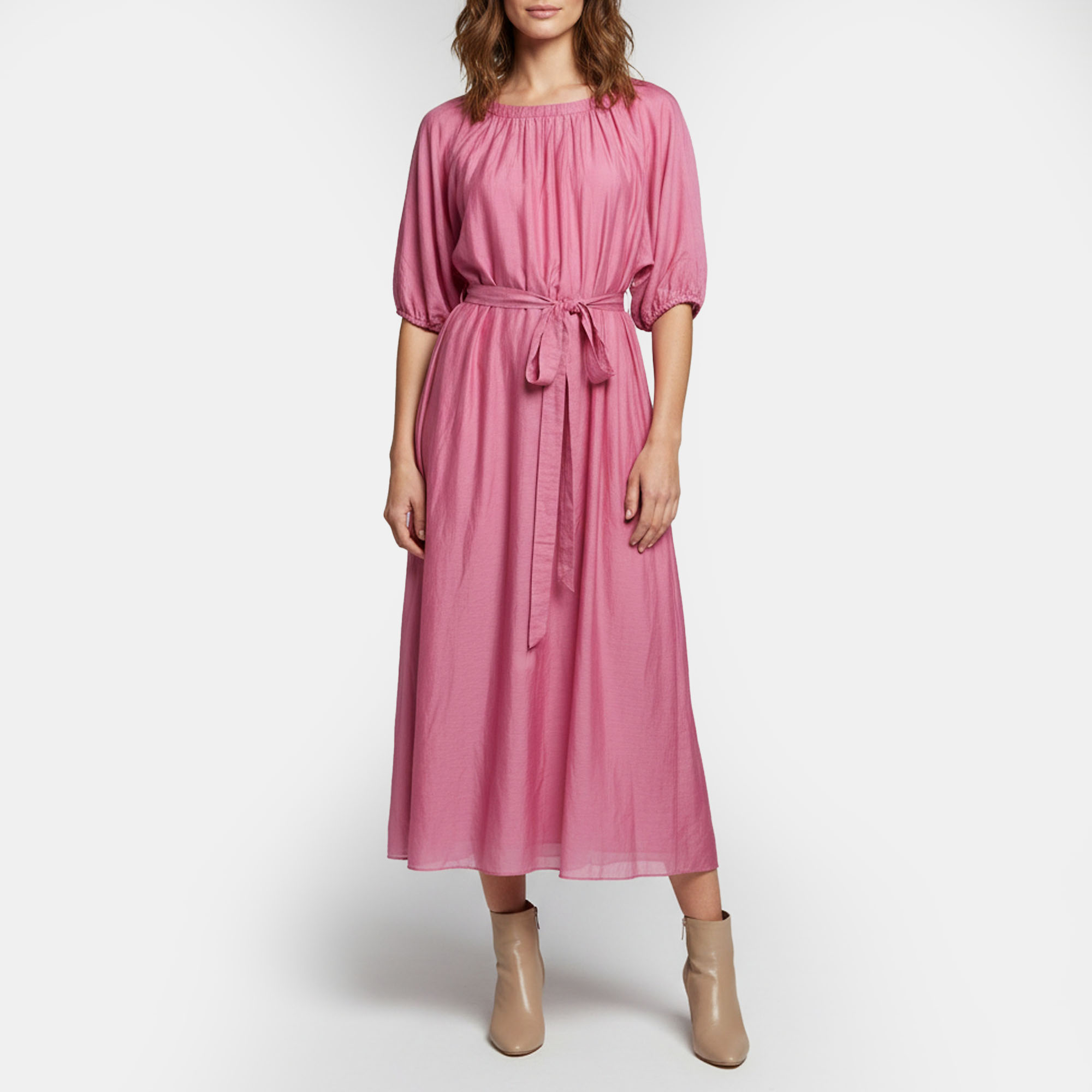 S' Max Mara Pink Silk Blend Flared Fresia Long Dress