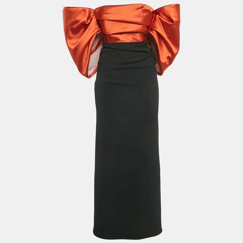 Solace London BlackOrange Crepe Arla Maxi Dress