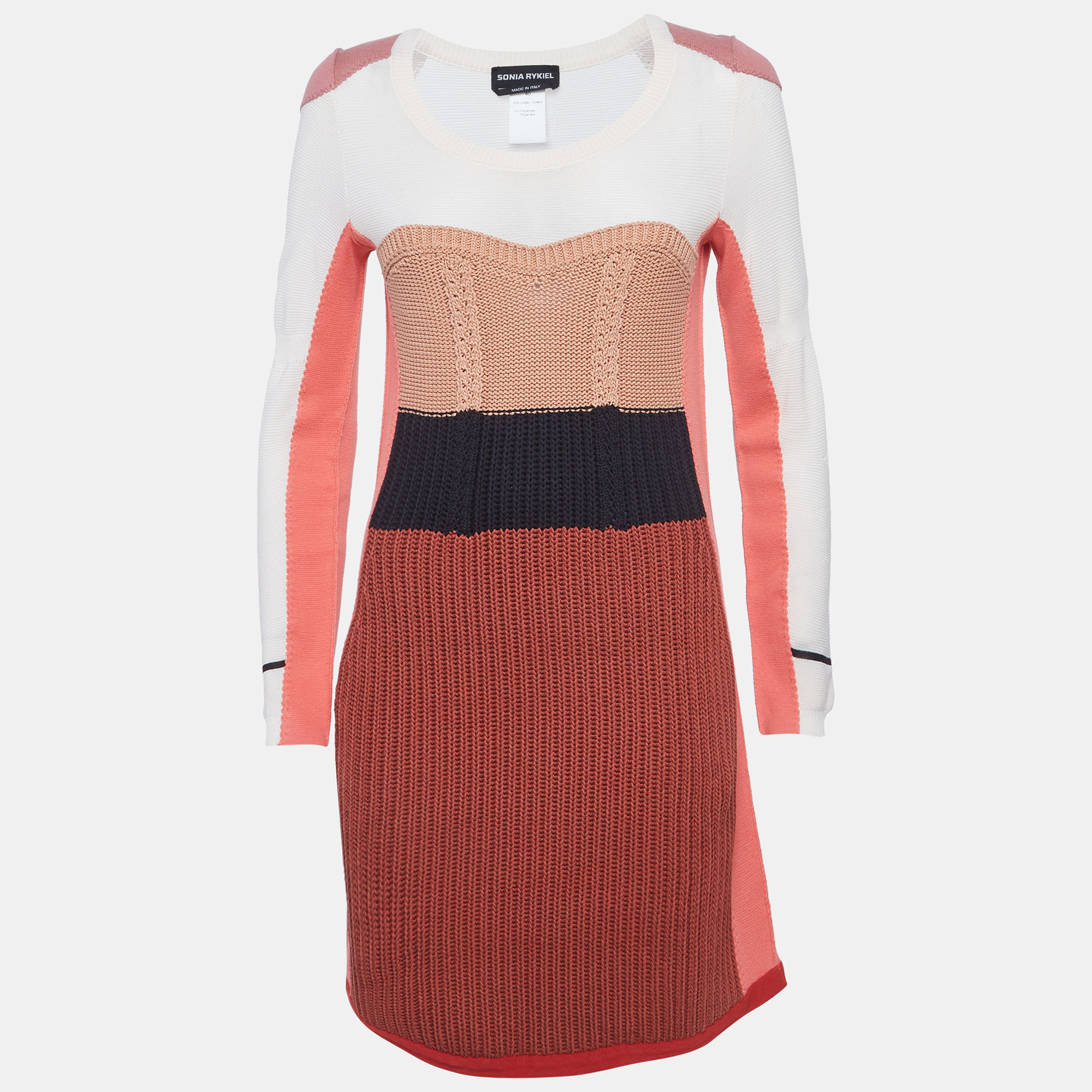 Sonia Rykiel Multicolour Wool Stretch Knit Mini Dress